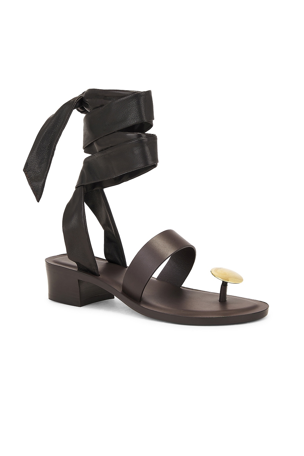 The Row Band Sandal In Espresso Dark Brown & Brass
