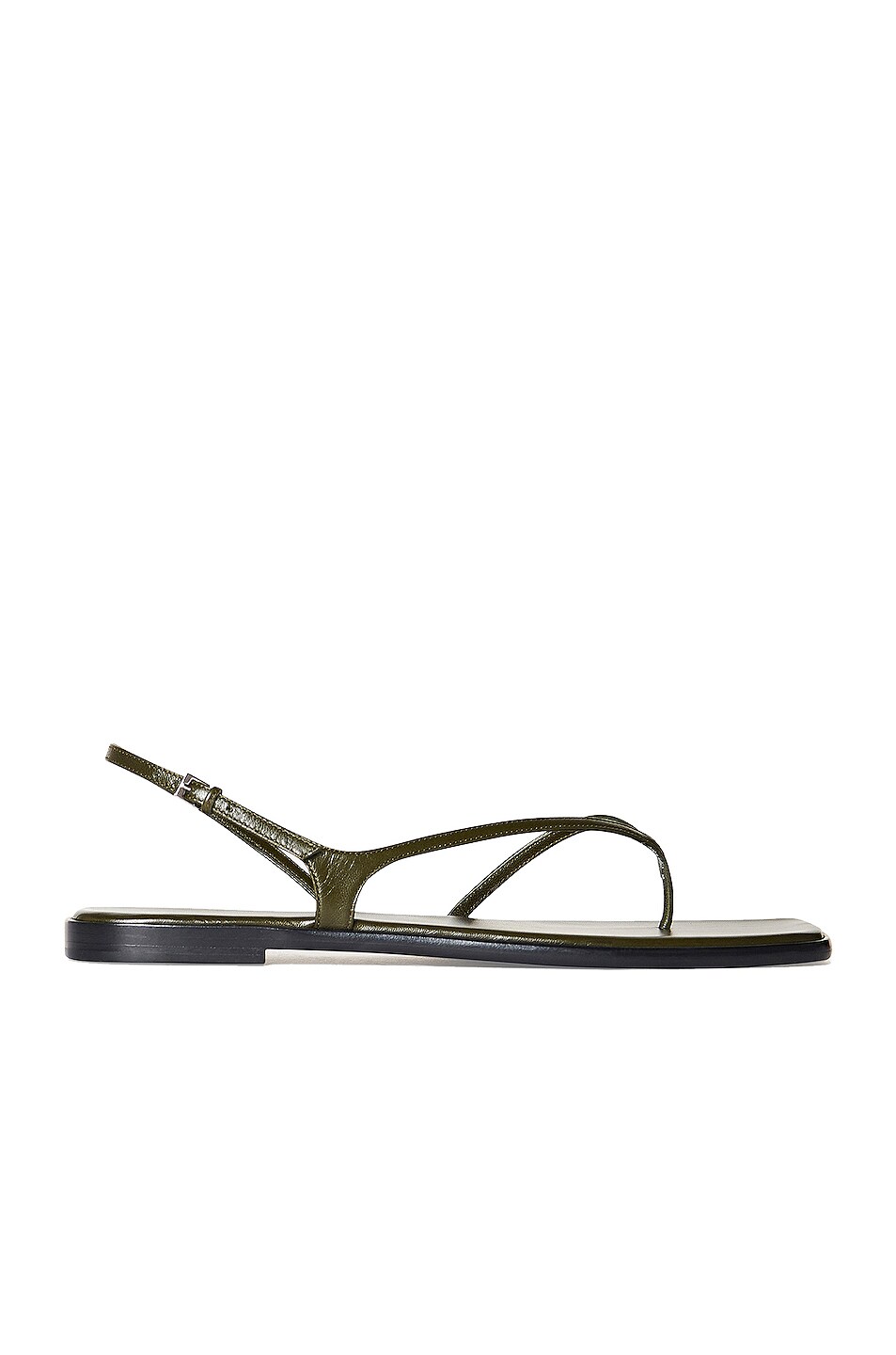 Image 1 of The Row Constance Leather Flat Sandals in Olive