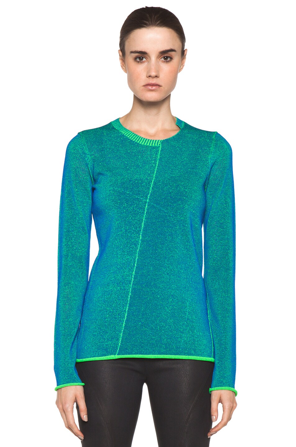 Image 1 of Tess Giberson Pieced Plated Sweater in Neon Blue