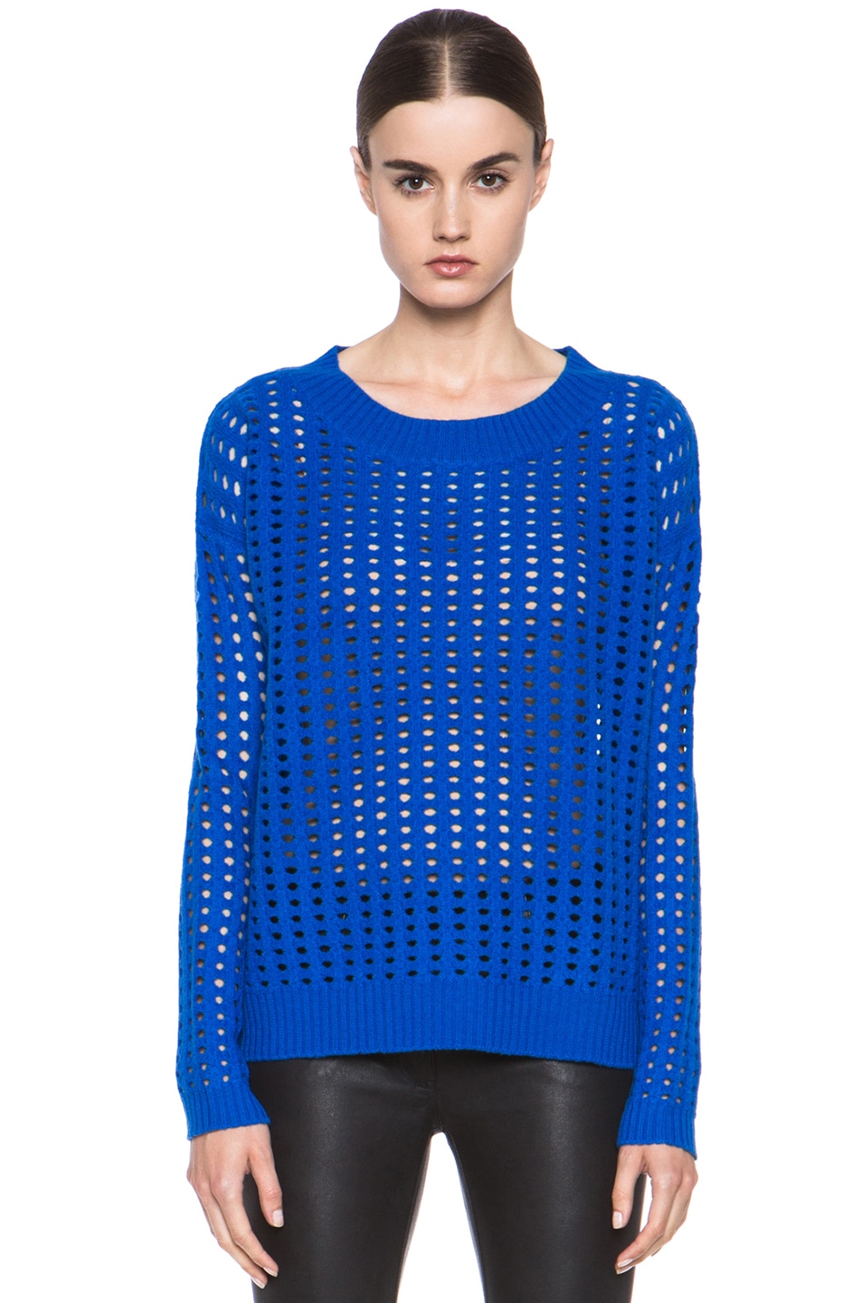 Image 1 of Tess Giberson Mesh Wool Sweater in Cobalt Blue