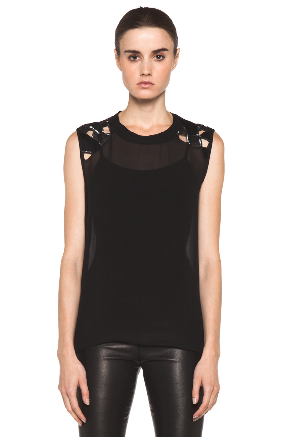 Image 1 of Tess Giberson Cut Embellished Top in Black