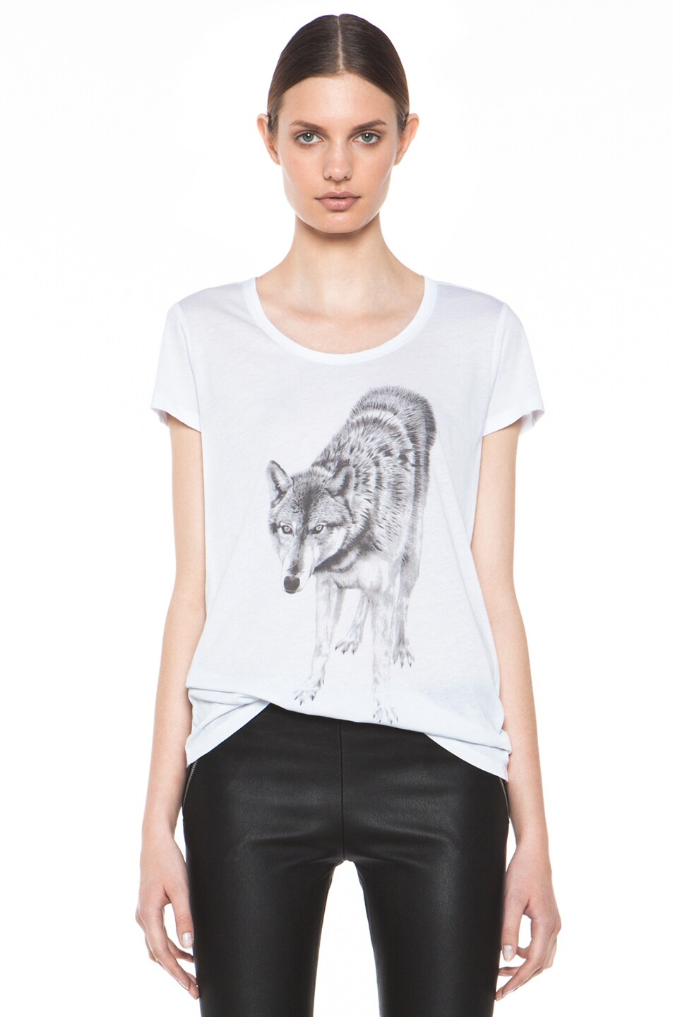 Image 1 of Tess Giberson Black Wolf Tee in White