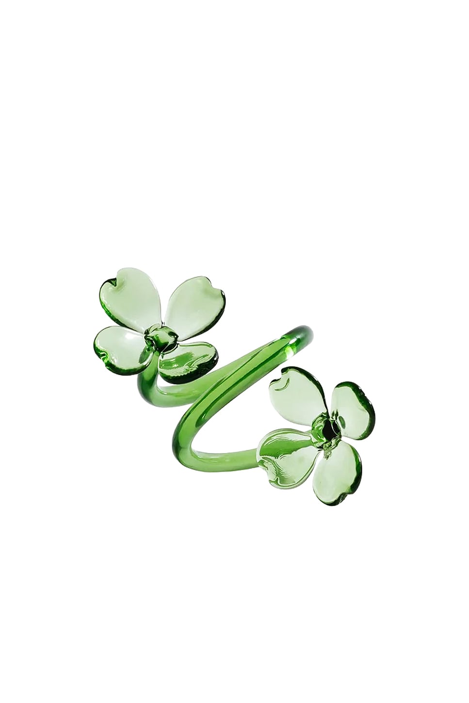The Favorites Botanica Glass Flower Napkin Rings Set Of 4 In Green