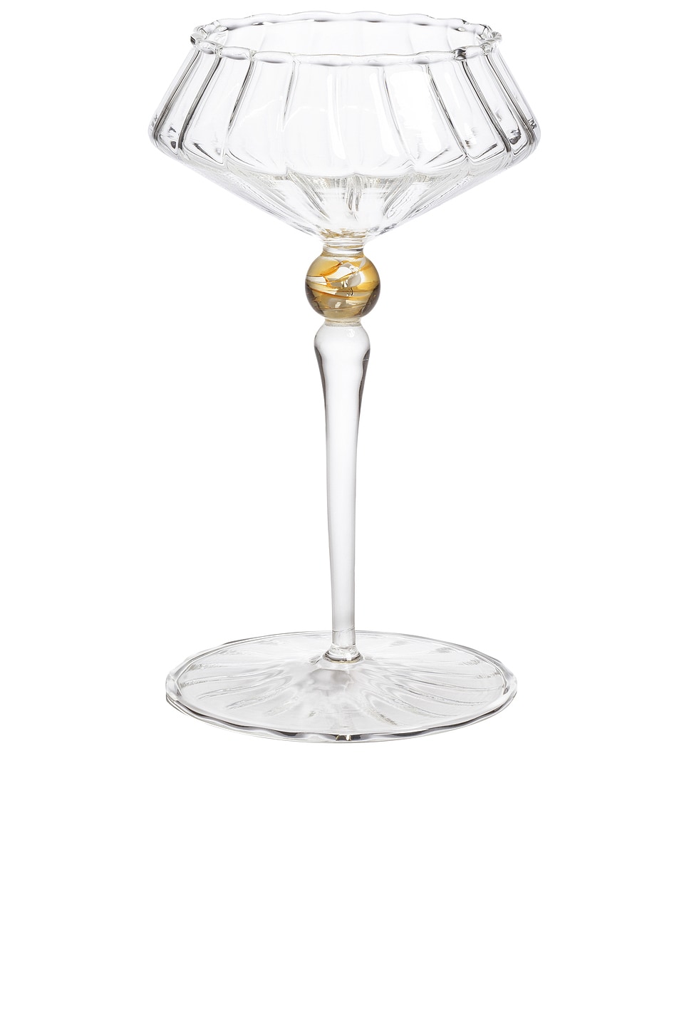 Image 1 of The Favorites Ondine Fluted Coupe Cocktail Glass in Clear & Light Amber