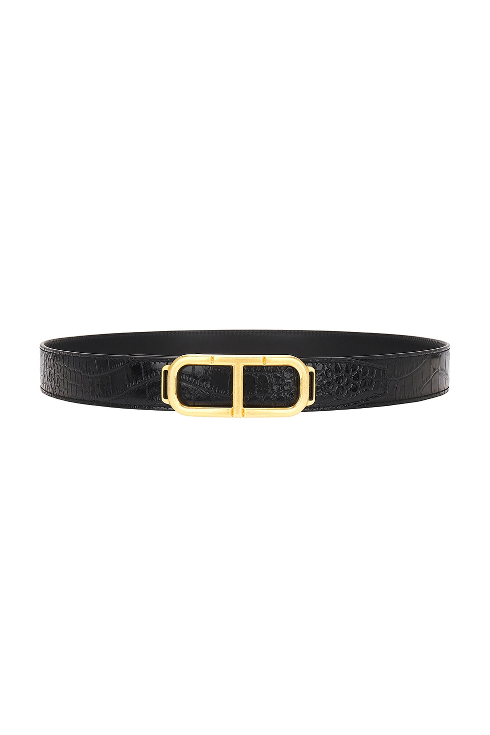 Shop Tom Ford Croc Stadium Belt In Black