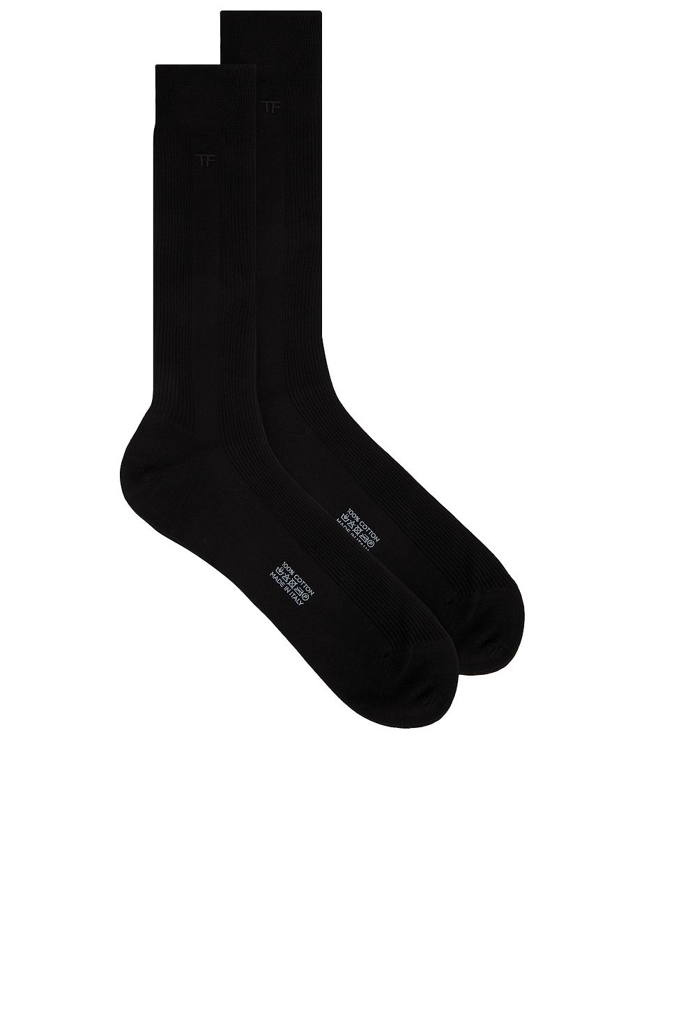 Embroidery Rib Socks in Black