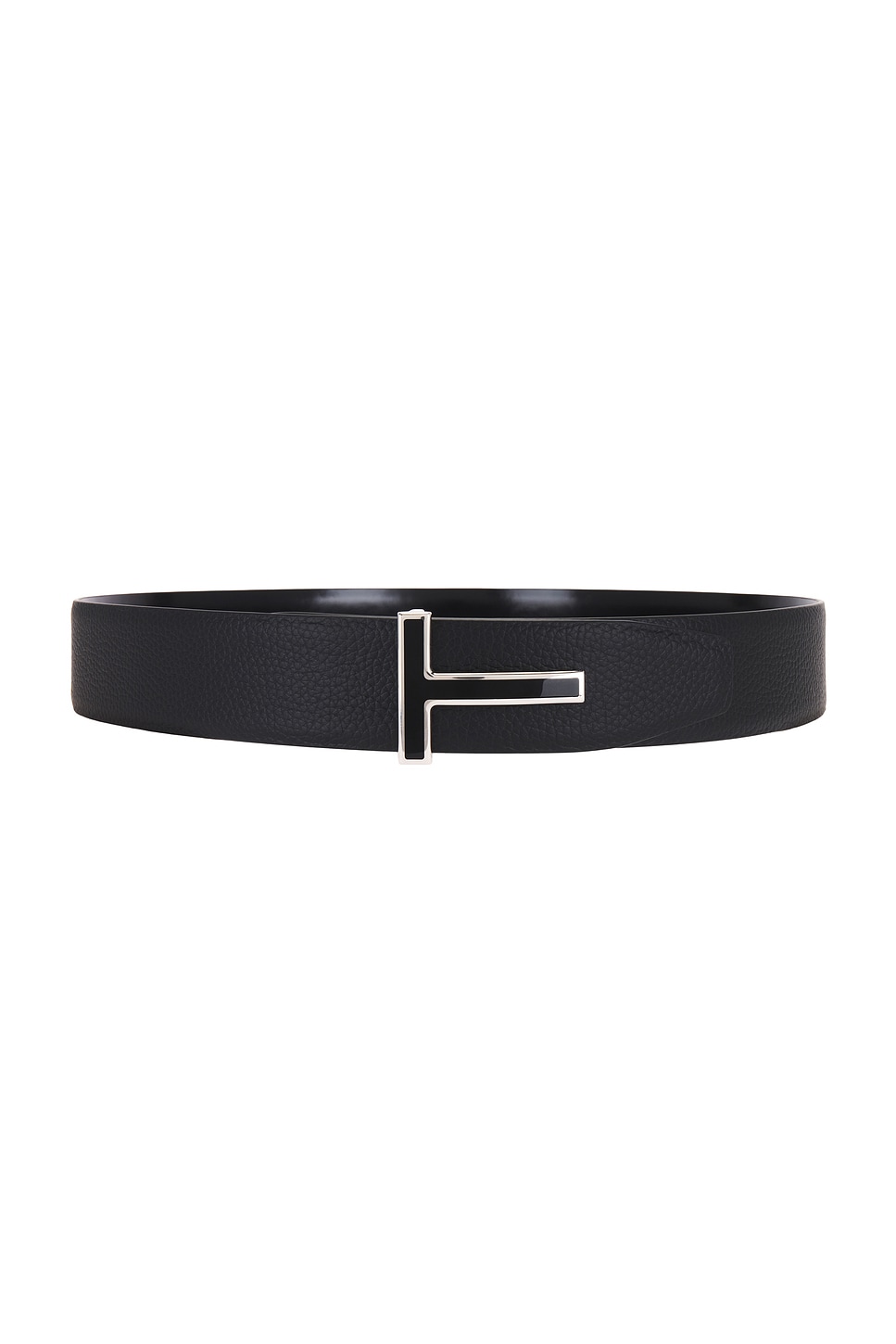 Shiny Smooth Calf Reversible T Belt 40 Mm in Black