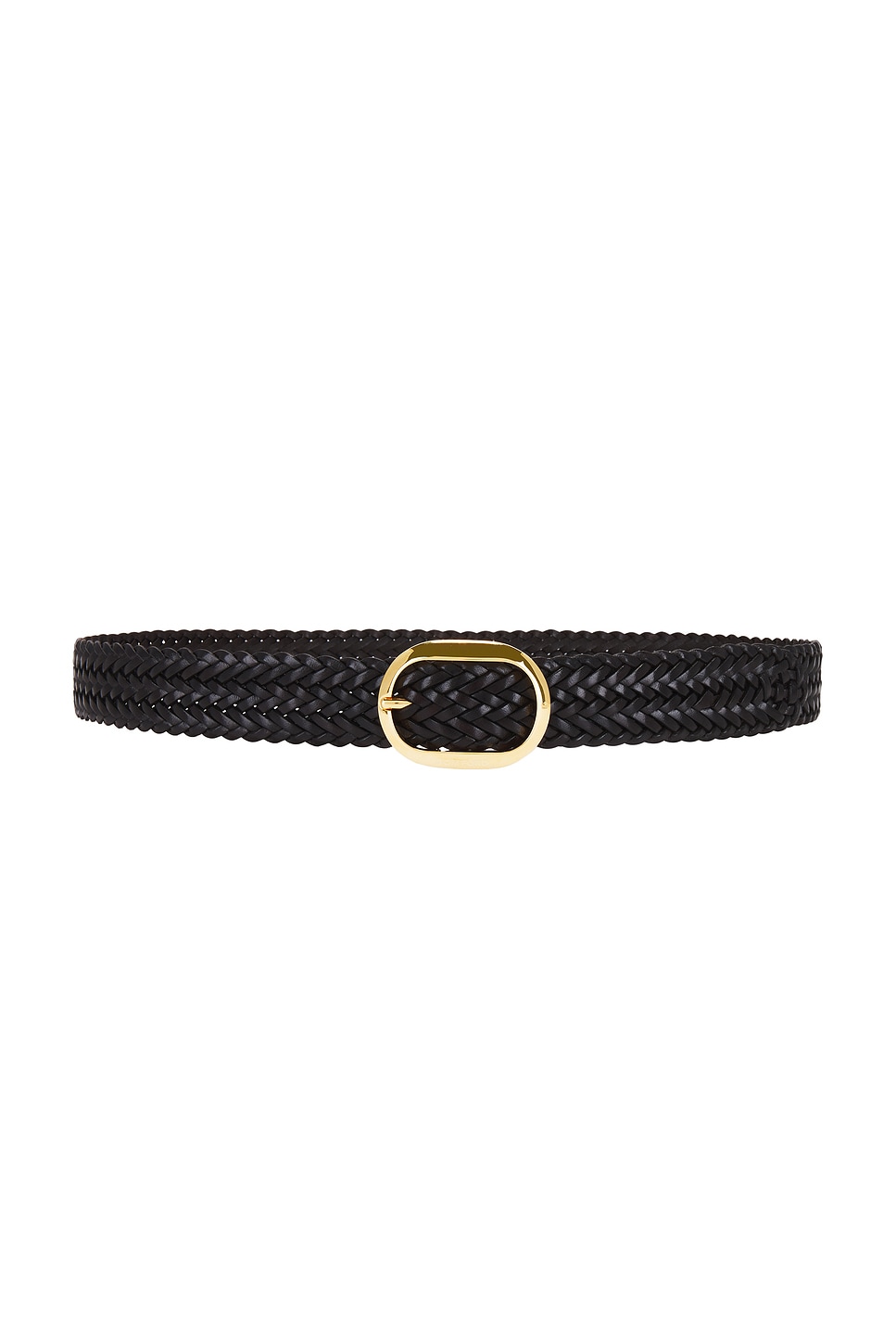 Woven Leather Oval Buckle Belt 30 Mm in Brown