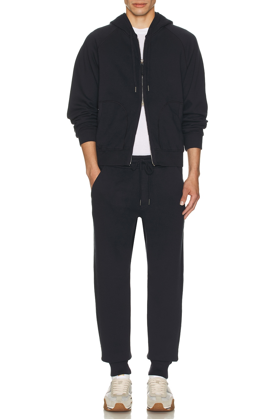 Image 1 of TOM FORD Vintage Garment Dyed Zip Hoodie in Space Blue