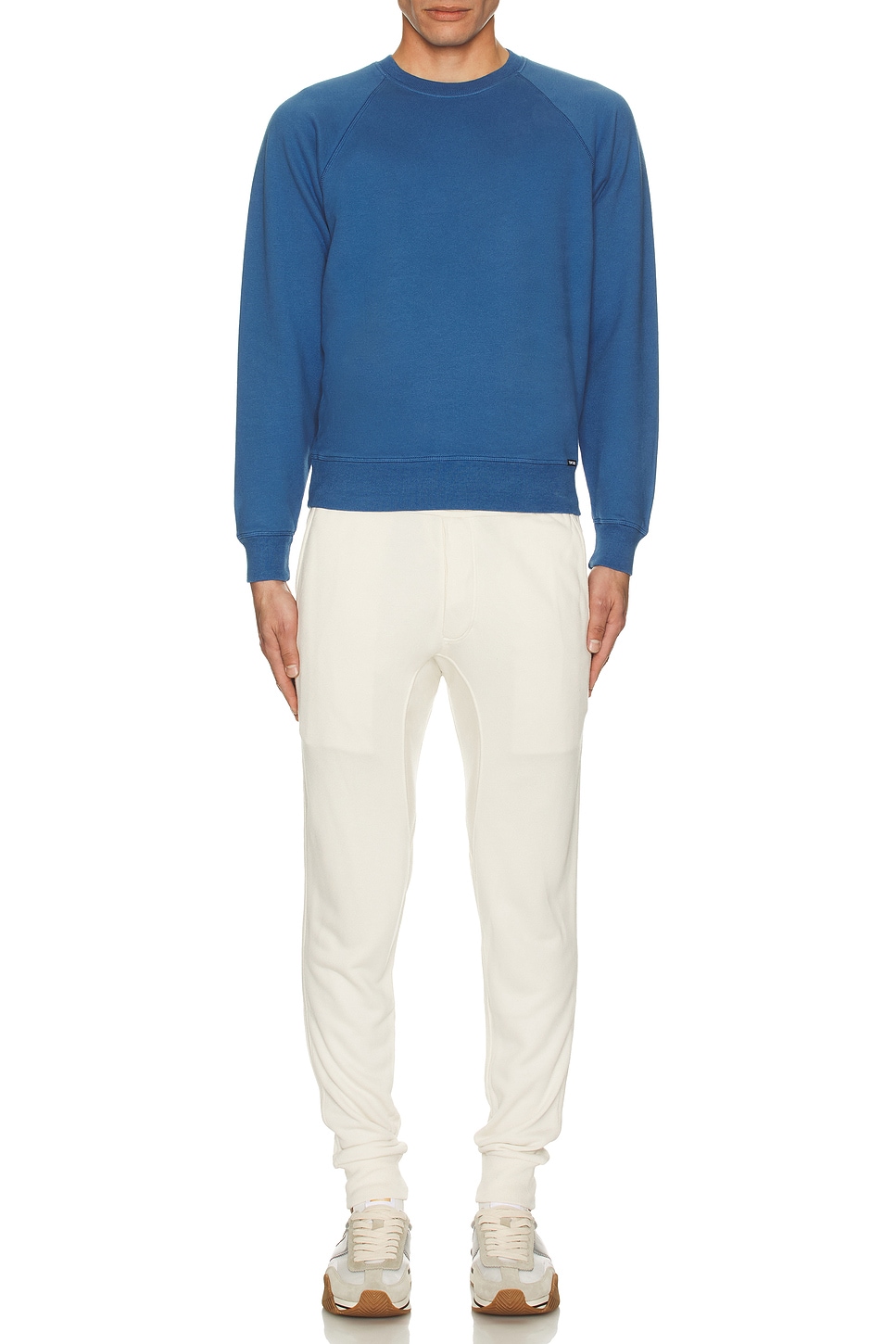Image 1 of TOM FORD Garment Dyed Crewneck in Denim Blue