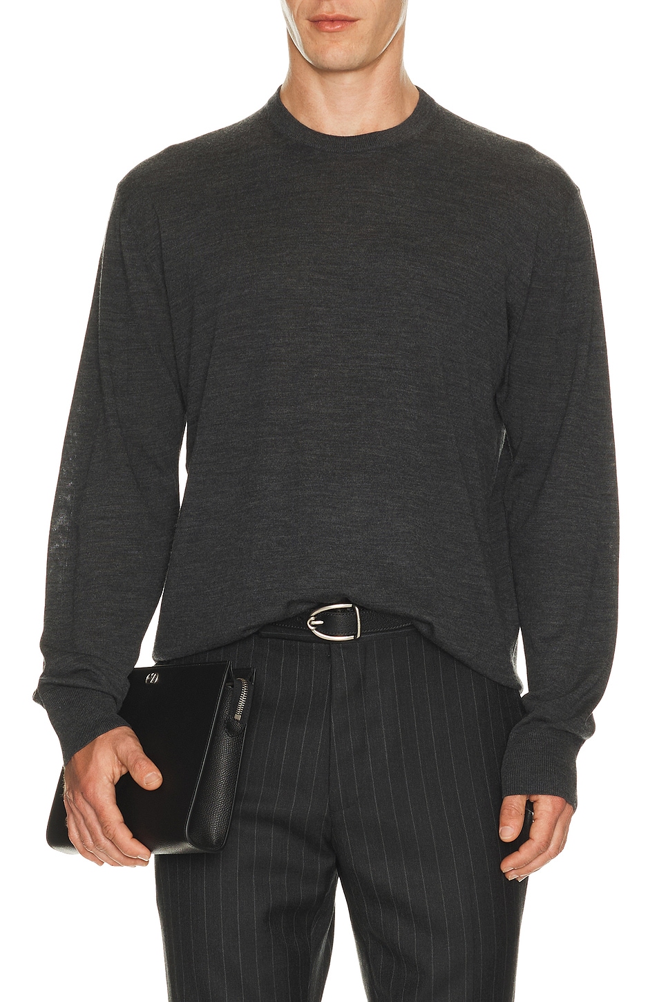 Tom Ford Ultrafine Merino Wool Oversized Crew Neck In Black