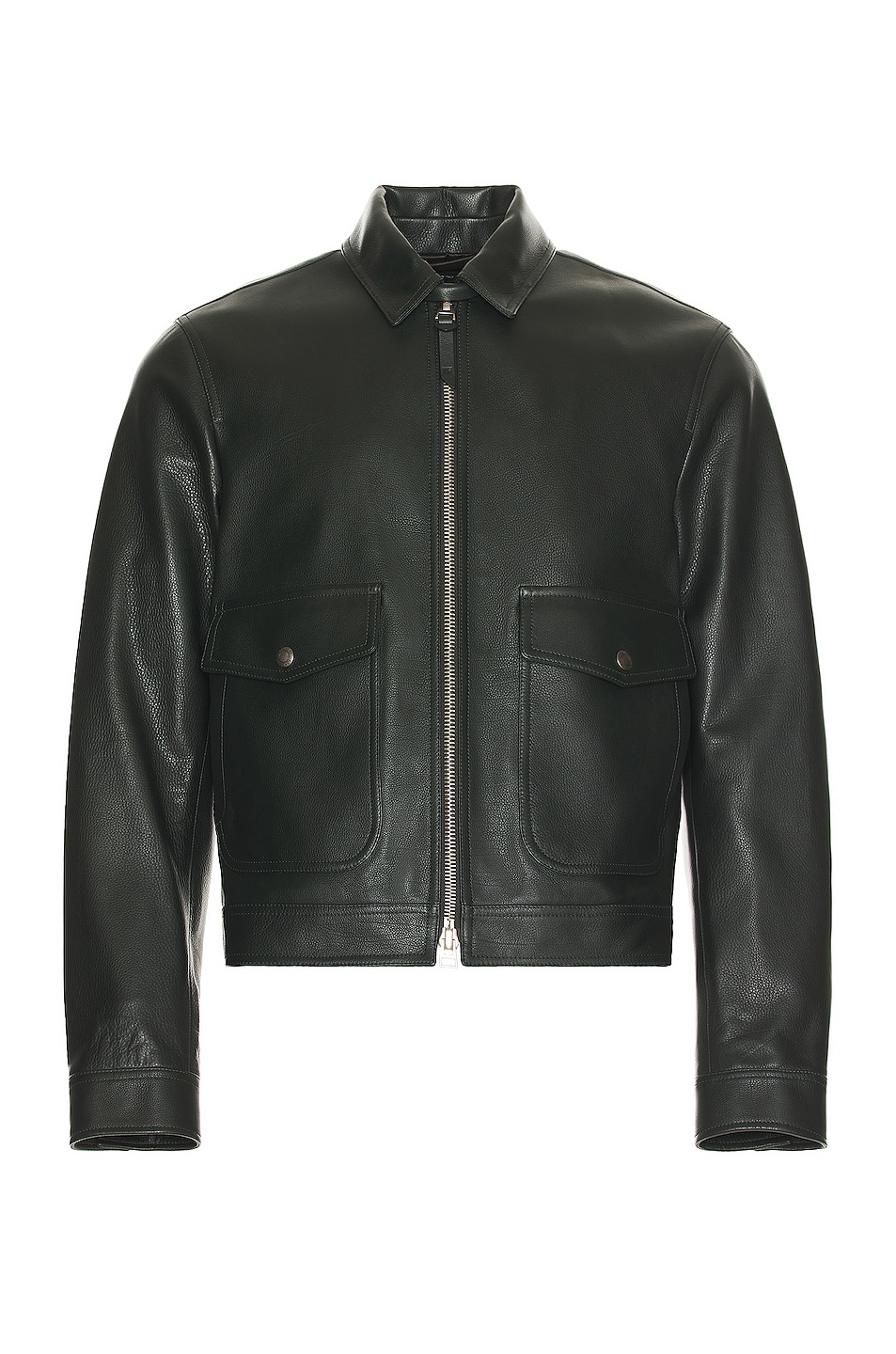 Image 1 of TOM FORD Leather Biker Jacket in Dark Green