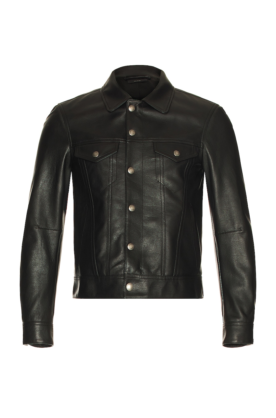 Image 1 of TOM FORD Soft Grain Leather Zip Jean Jacket in Black