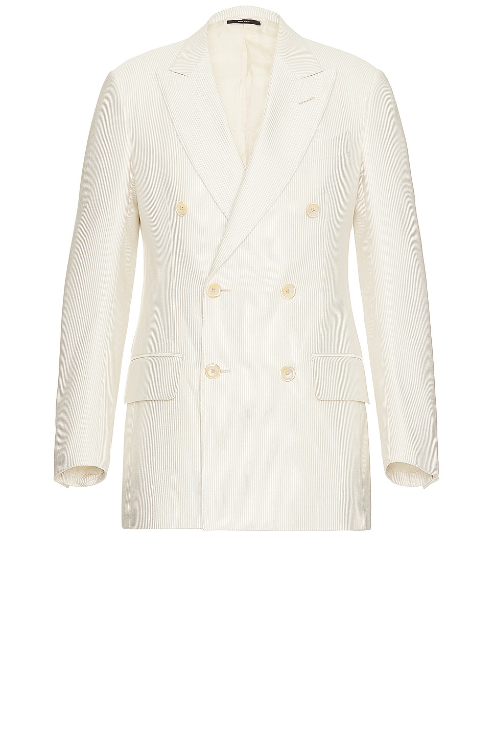 Image 1 of TOM FORD Silk Cotton Cannete Atticus Double Breasted Jacket in Ivory