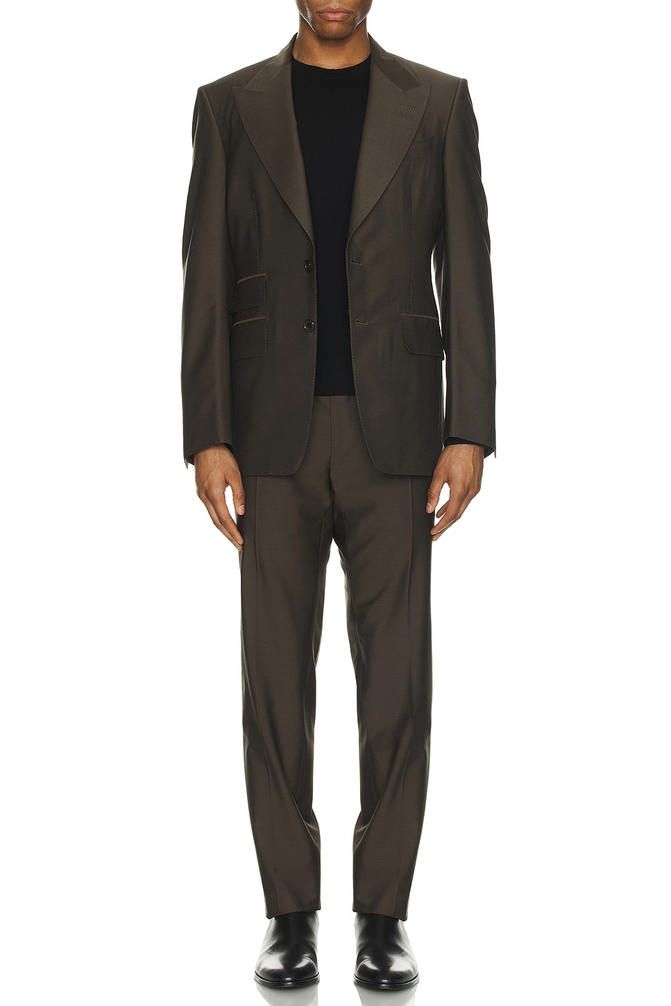 Image 1 of TOM FORD Yarn Dyed Mikado Shelton Suit in Green Wood