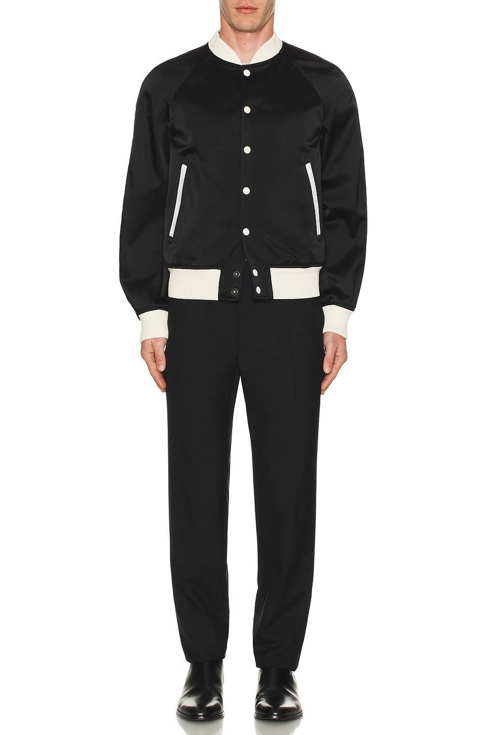 Image 1 of TOM FORD Shiny Bomber Jacket in Black & White