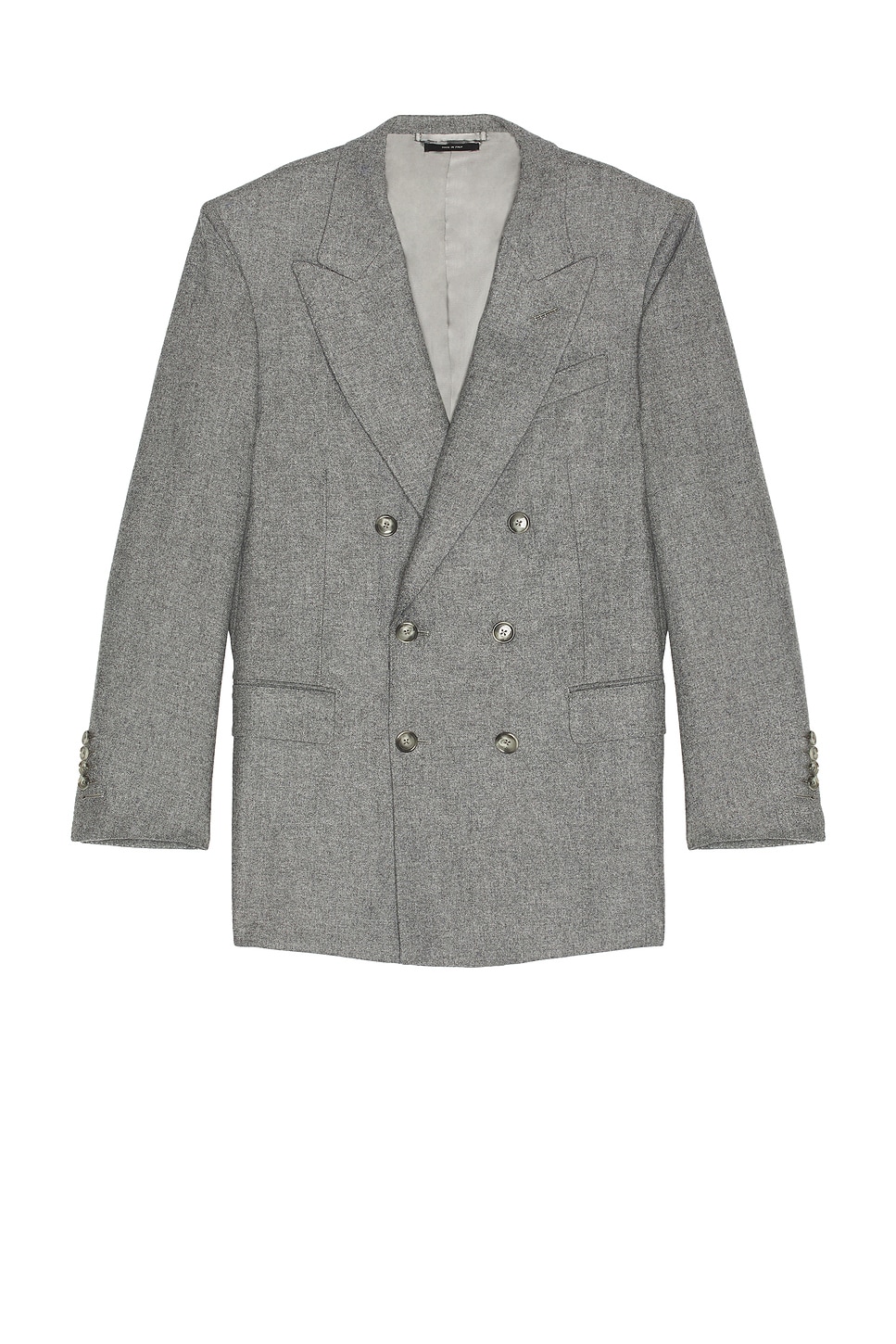 Image 1 of TOM FORD Traditional Flannel Double Breasted Jacket in Grey Melange