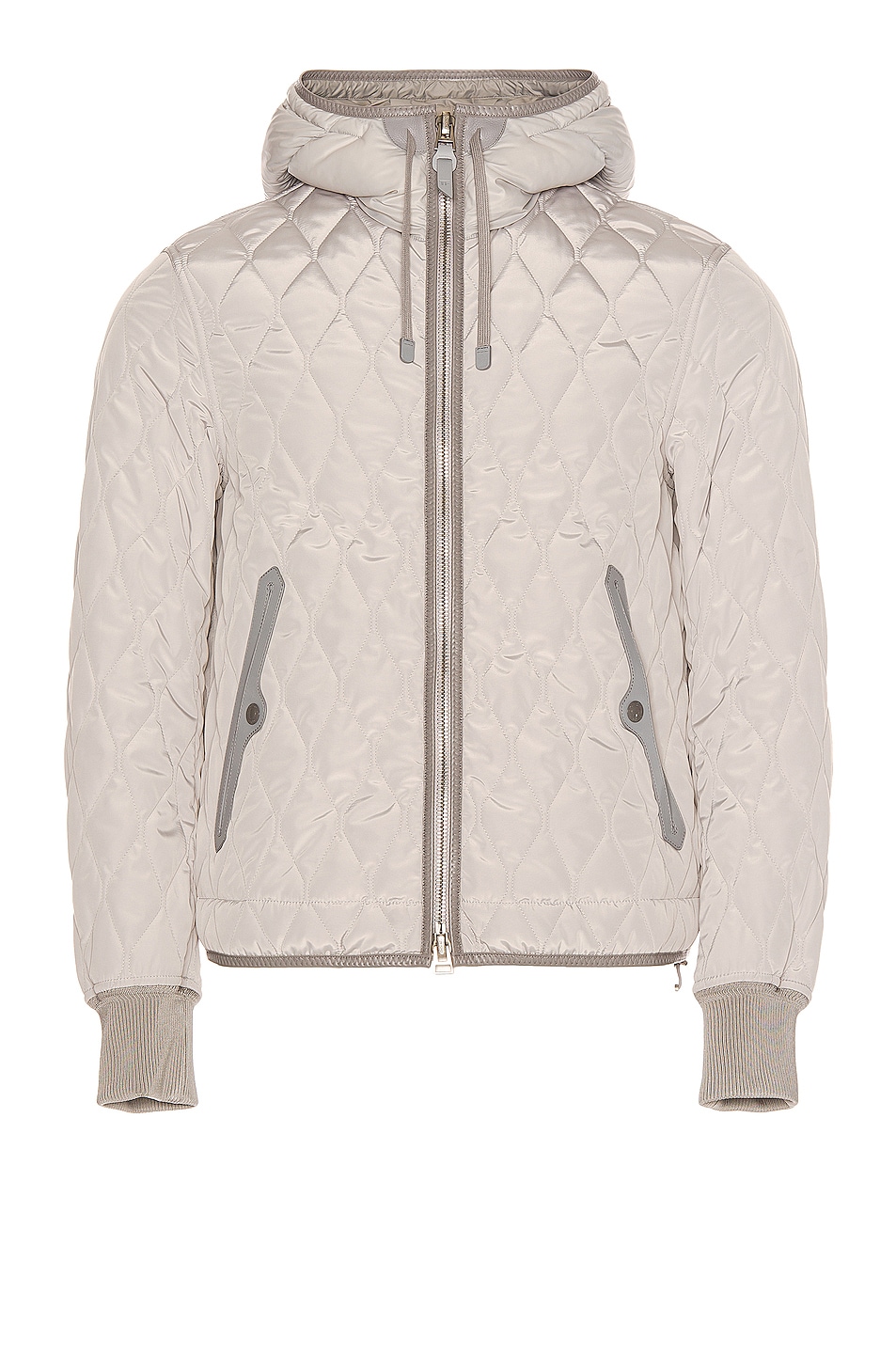 Image 1 of TOM FORD Micro Ottoman Quilted Hoodie in Grey