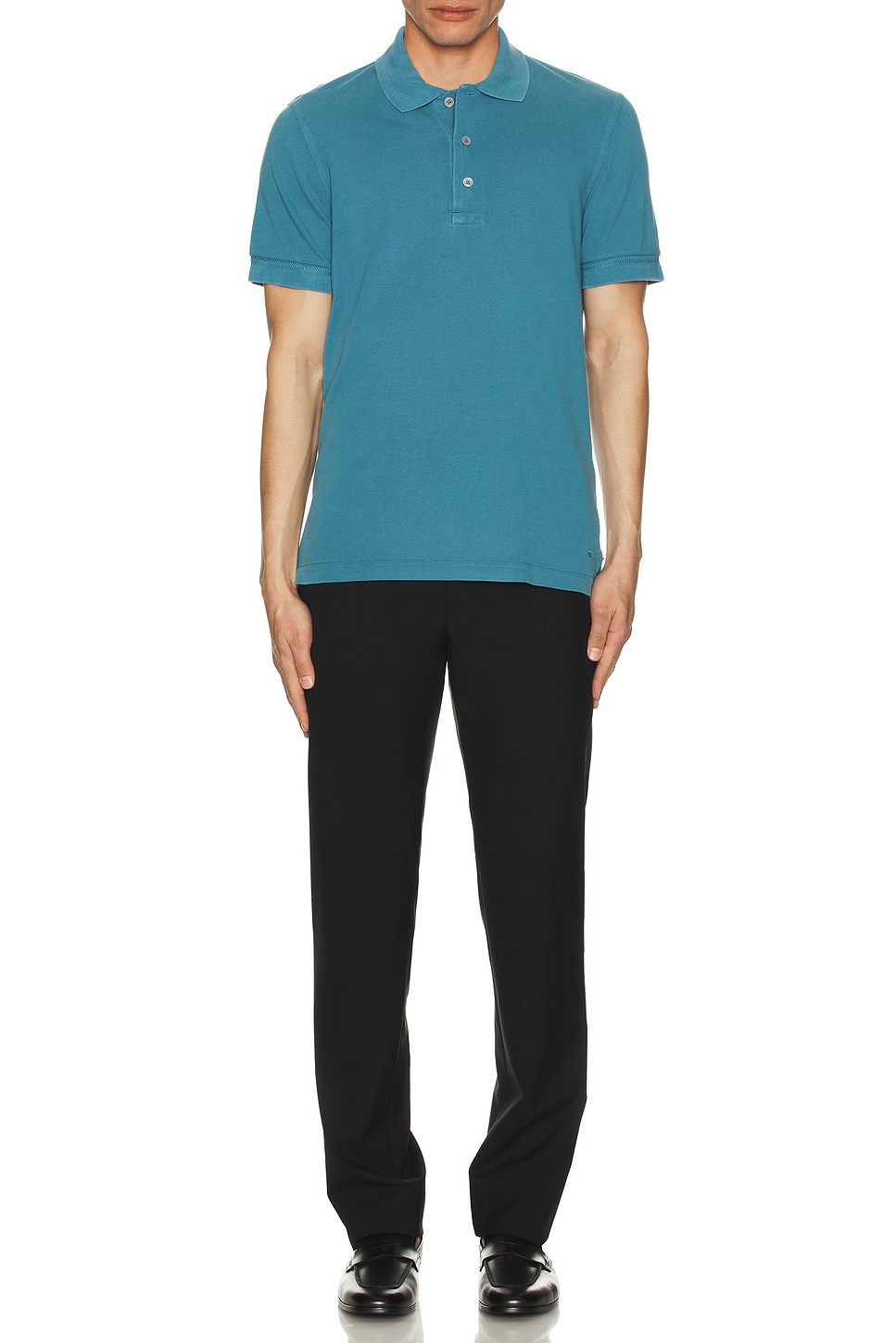 Image 1 of TOM FORD Lyocell Piquet Polo in Faded Blue