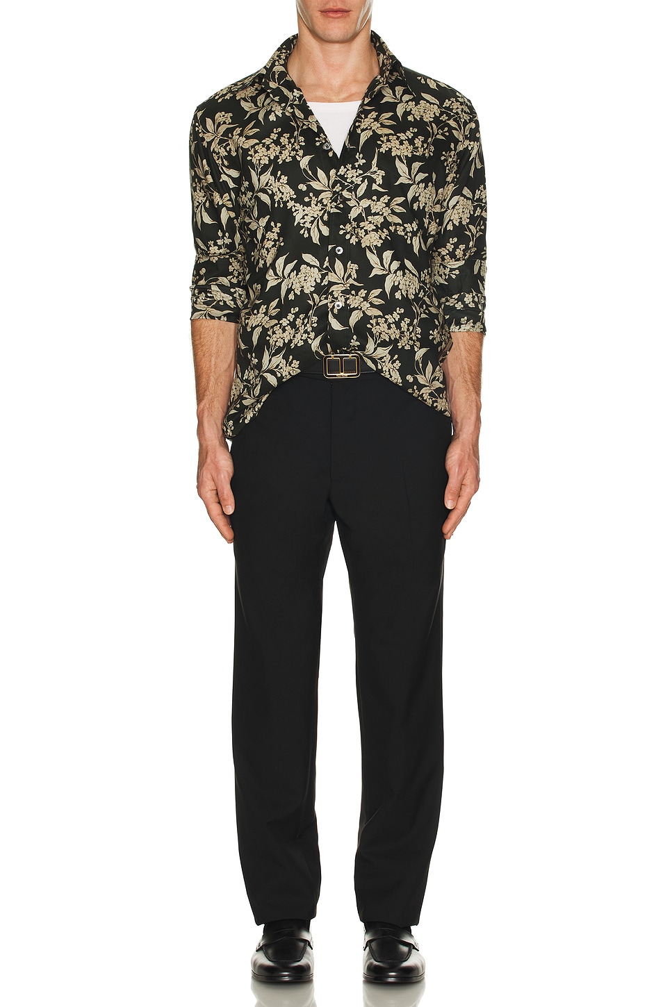 Image 1 of TOM FORD Keith Fluid Fit Shirt in Combo Dark Green