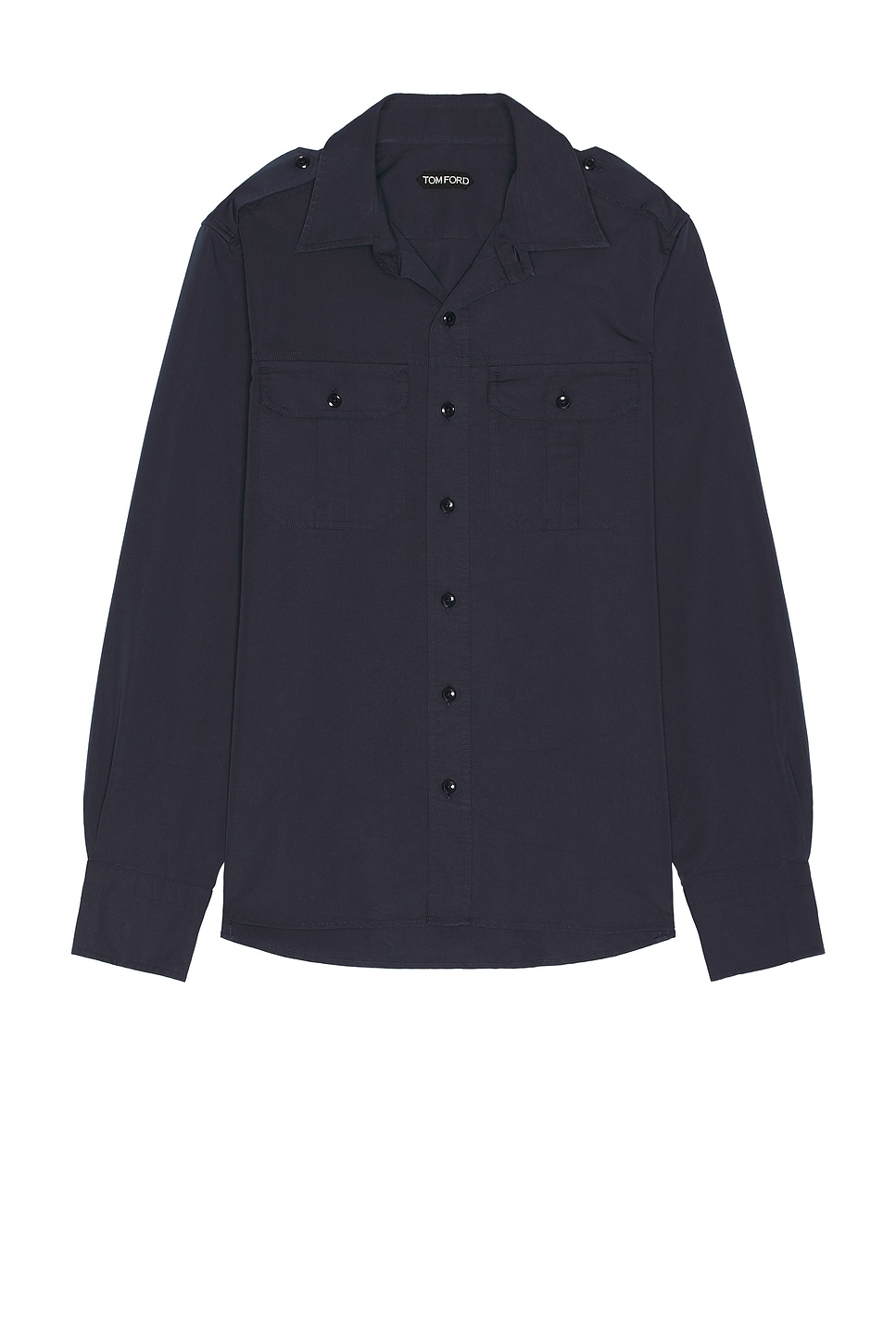 Image 1 of TOM FORD Fluid Poplin Western Shirt in Navy