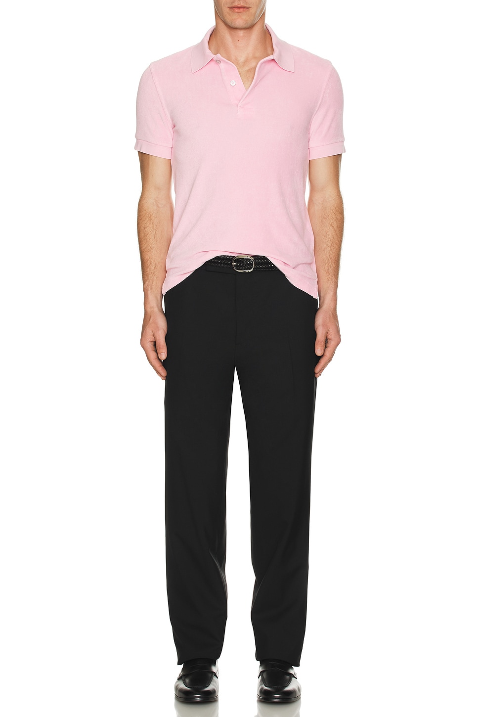 Image 1 of TOM FORD Towelling Short Sleeve Polo in Quartz Pink