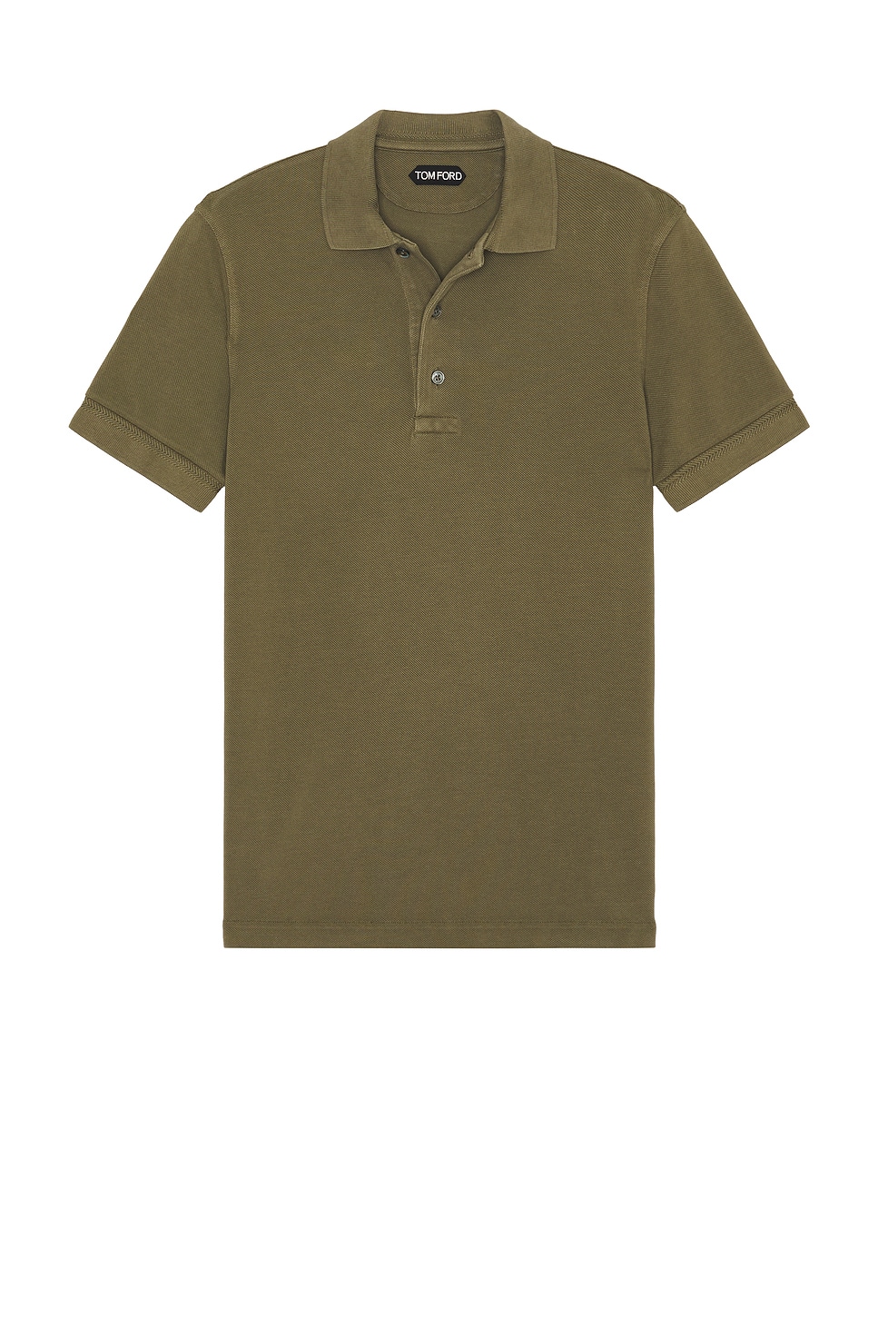 Image 1 of TOM FORD Short Sleeve Piquet Polo in Pale Army