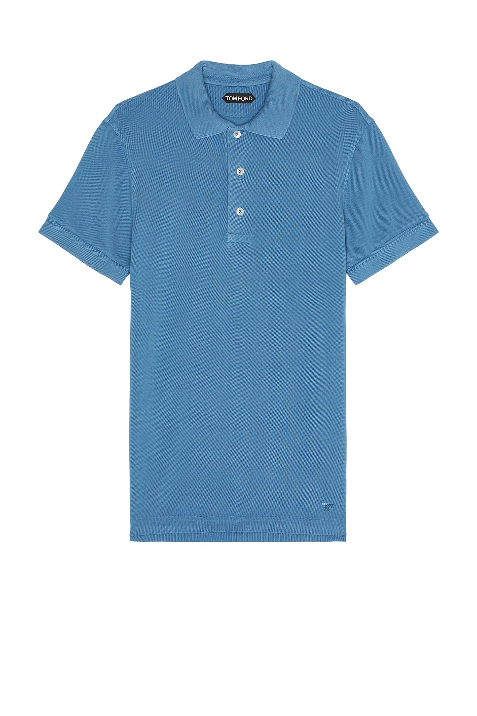 Image 1 of TOM FORD Short Sleeve Piquet Polo in Iris Blue