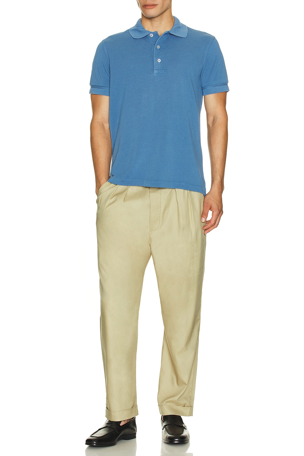 Image 1 of TOM FORD Short Sleeve Piquet Polo in Iris Blue