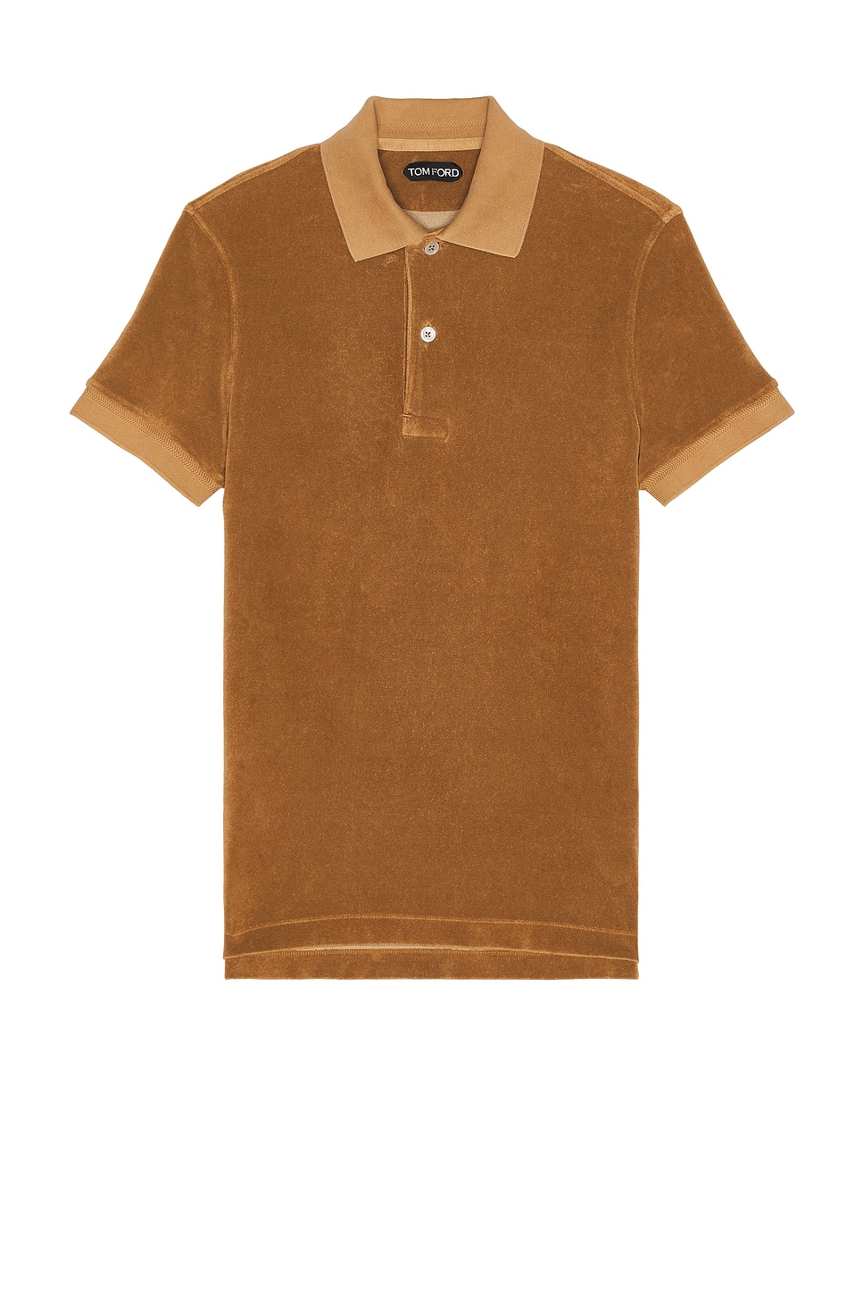 Image 1 of TOM FORD Short Sleeve Towelling Polo in Toffee