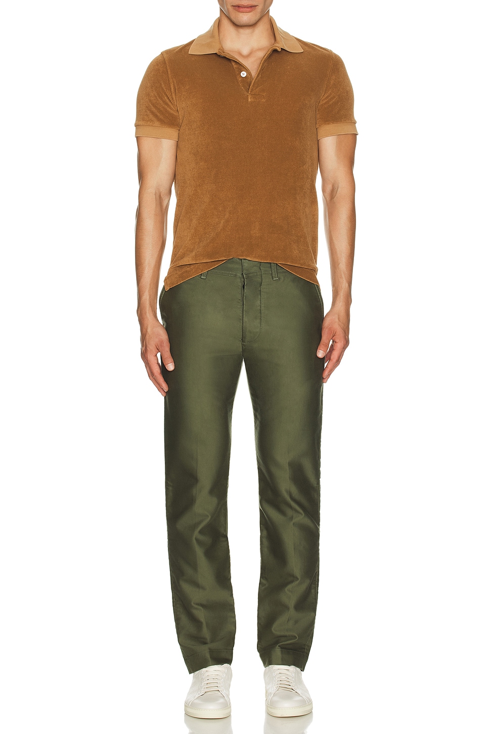 Image 1 of TOM FORD Short Sleeve Towelling Polo in Toffee
