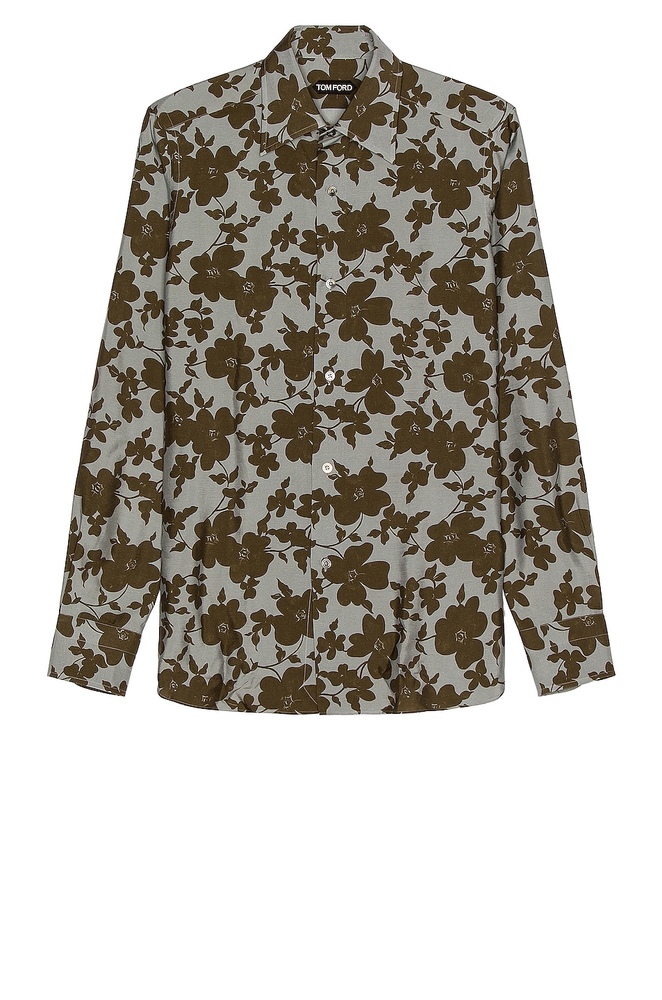Image 1 of TOM FORD Ink Floral Printed Shirt in Grey