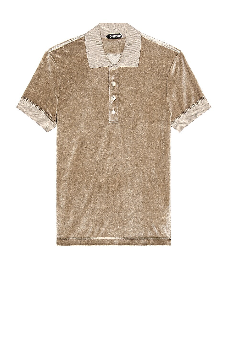 Image 1 of TOM FORD Fluid Velour Polo in Camel