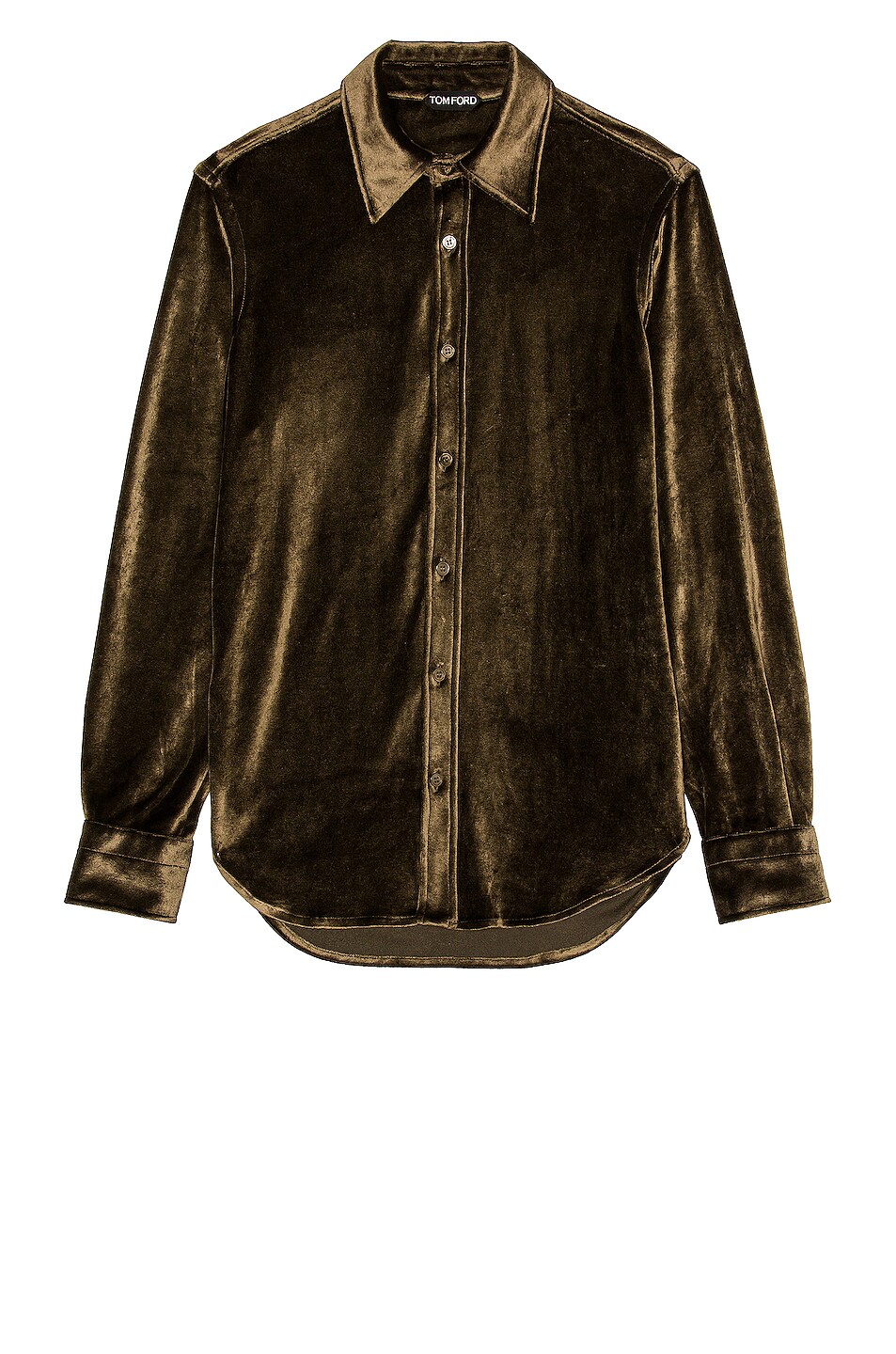 Image 1 of TOM FORD Fluid Velour Shirt in Coco