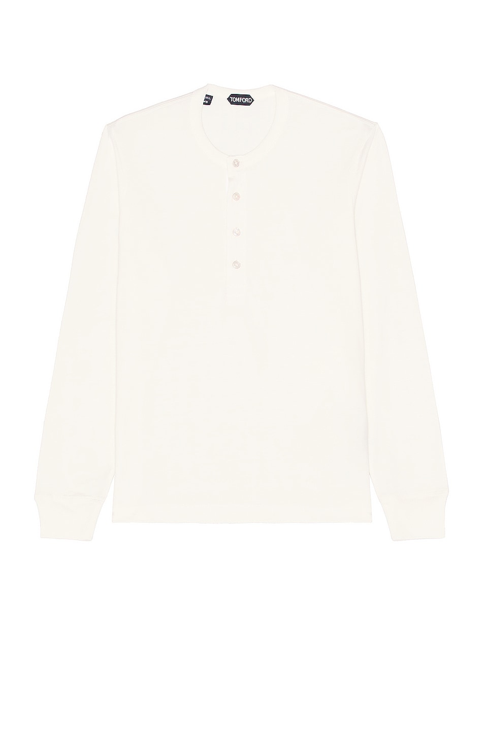 Image 1 of TOM FORD Long Sleeve Henley T-Shirt in White