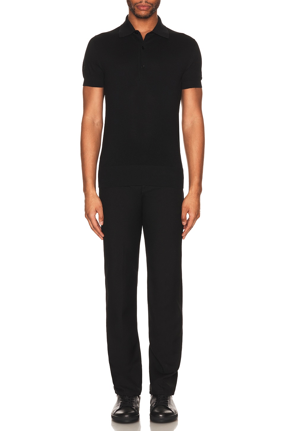 Image 1 of TOM FORD Silk Cotton Piquet Polo Ss Polo in Black