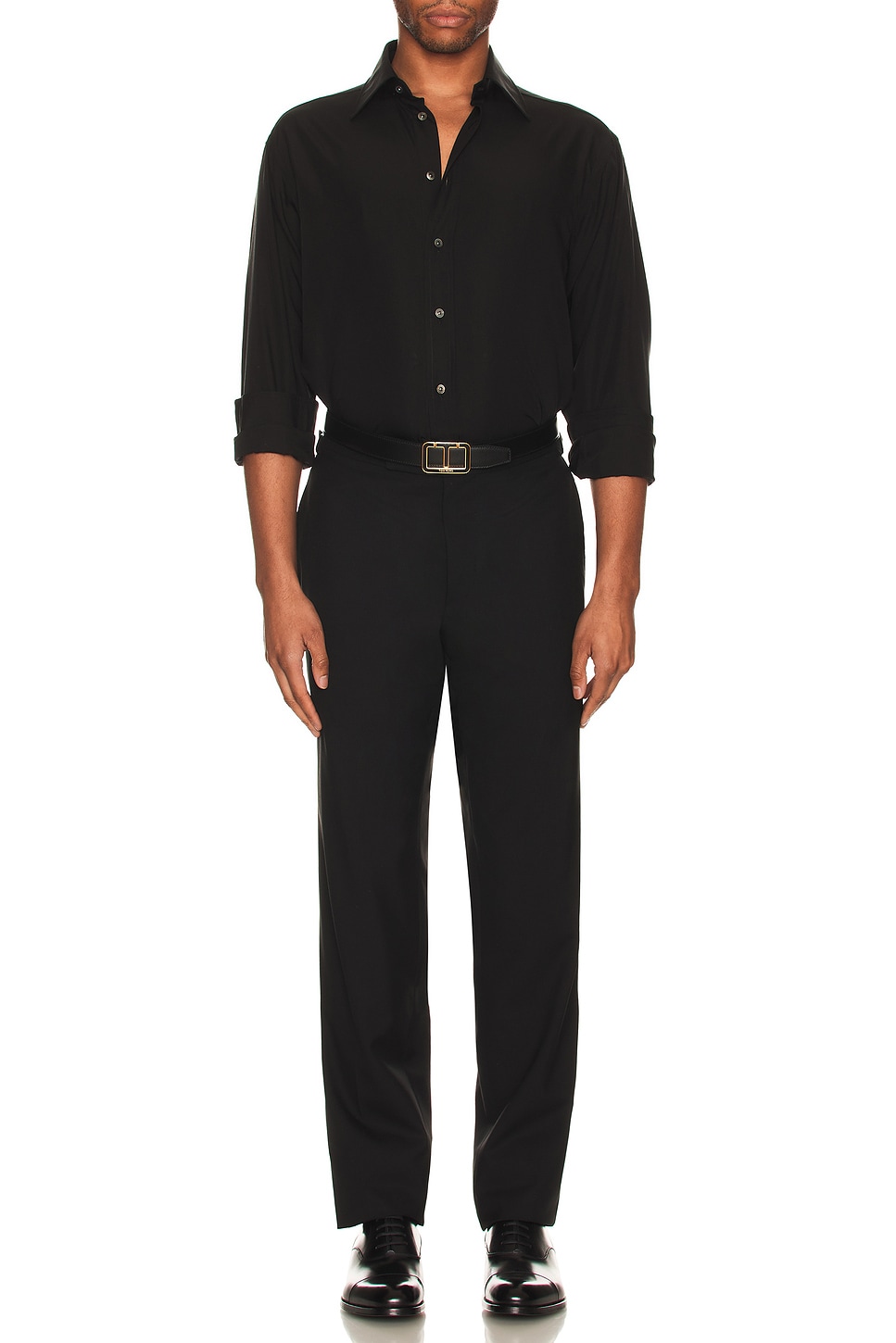 Image 1 of TOM FORD Fluid Silk Parachute Fluid Fit Shirt in Black