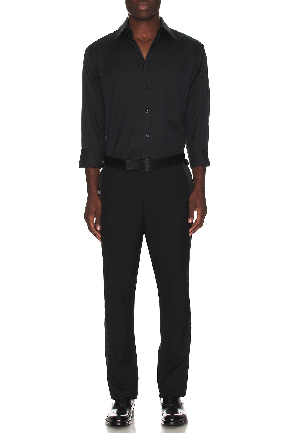 Image 1 of TOM FORD Cotton Silk Serge Fluid Fit Shirt in Black