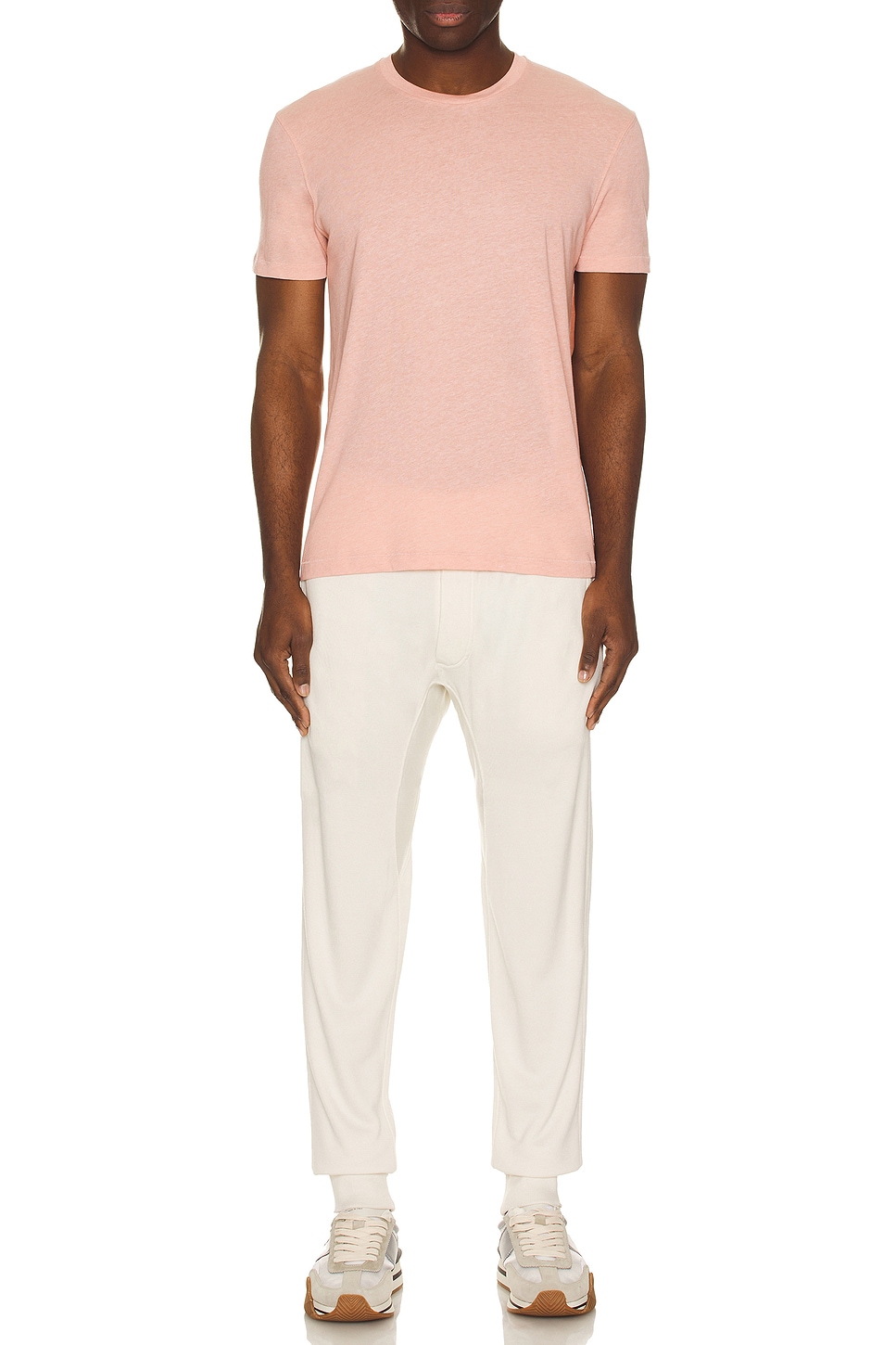 Image 1 of TOM FORD Melange Crew in Soft Peach