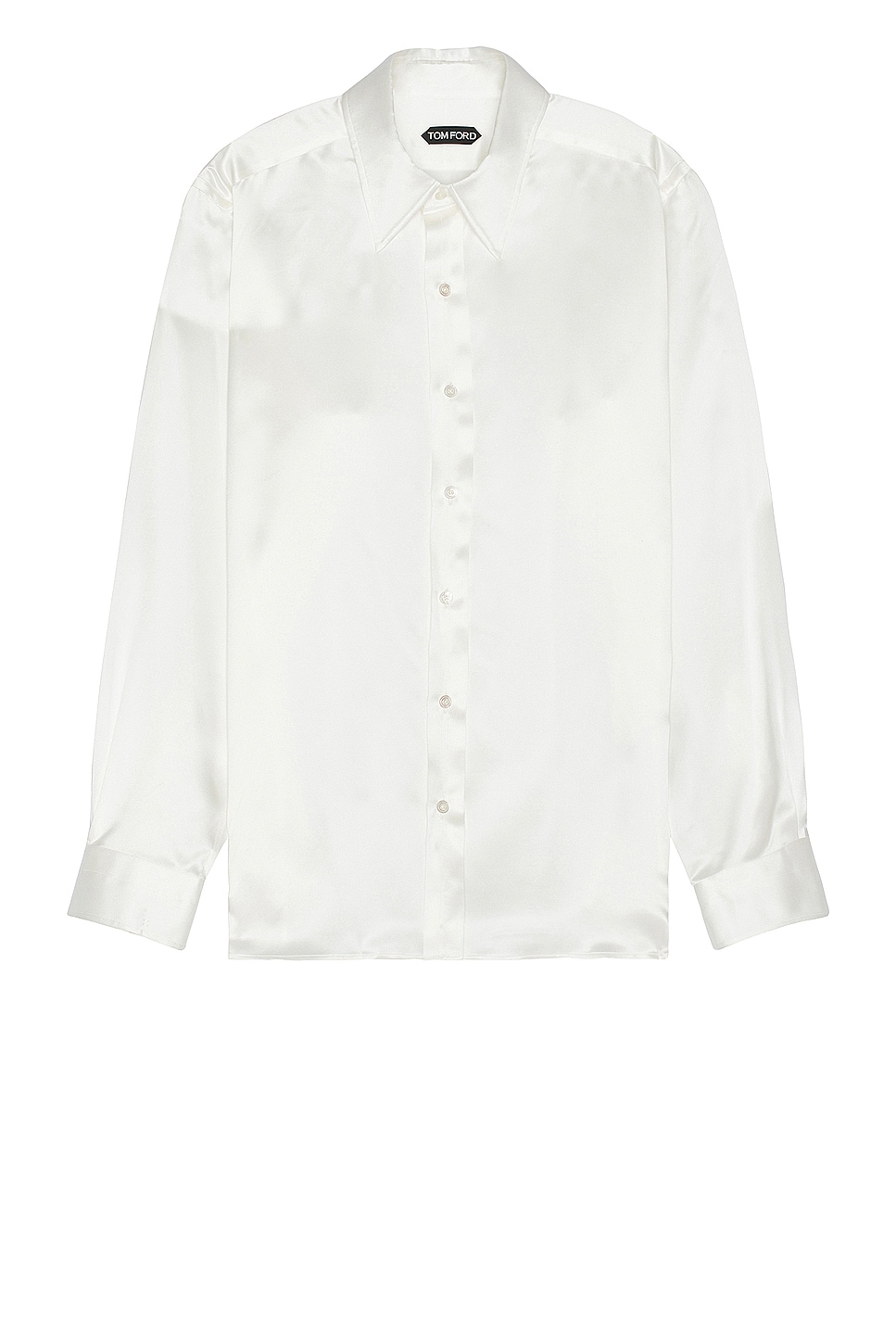Image 1 of TOM FORD Silk Charmeuse Slim Fit Shirt in Silk White