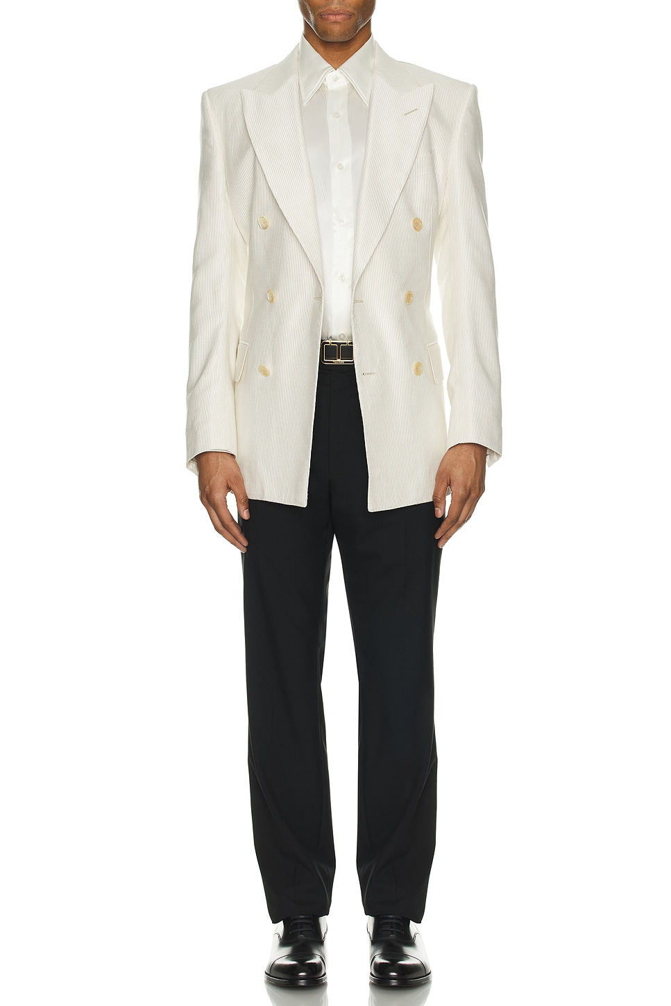 Image 1 of TOM FORD Silk Charmeuse Slim Fit Shirt in Silk White