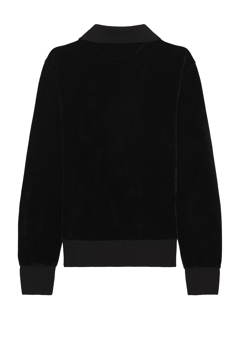 Shop Tom Ford Velour Long Sleeve Polo In Black