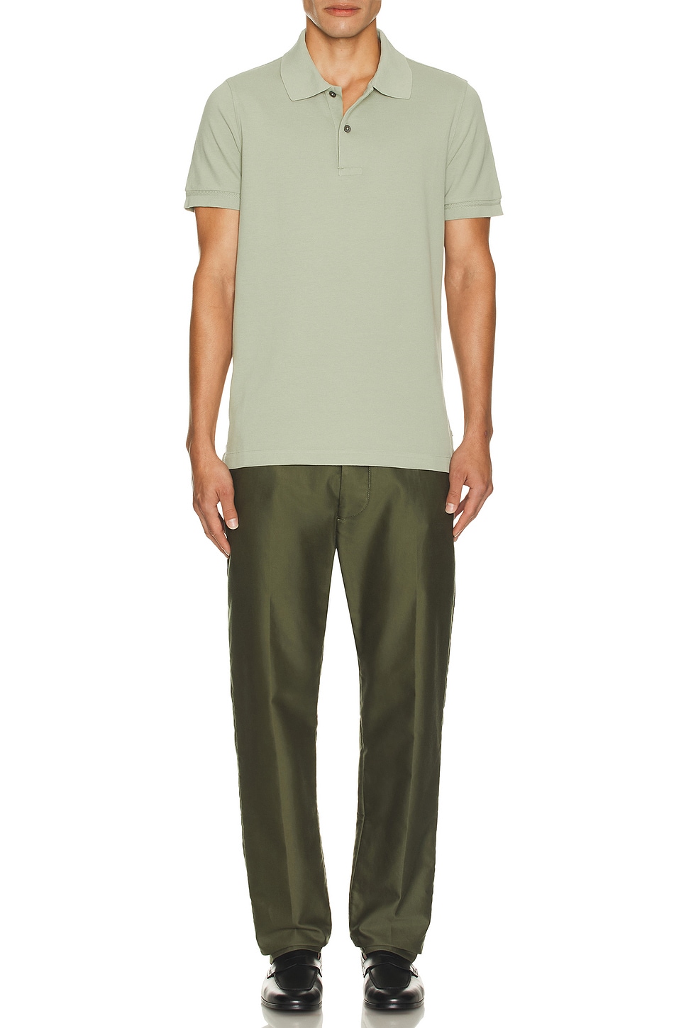 Image 1 of TOM FORD Tennis Piquet Short Sleeve Polo in Menthol