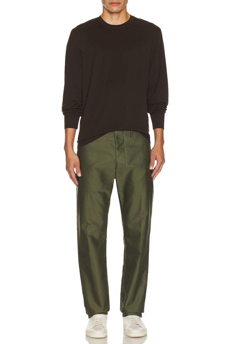 Image 1 of TOM FORD Long Sleeve Crew Neck in Sable Brown