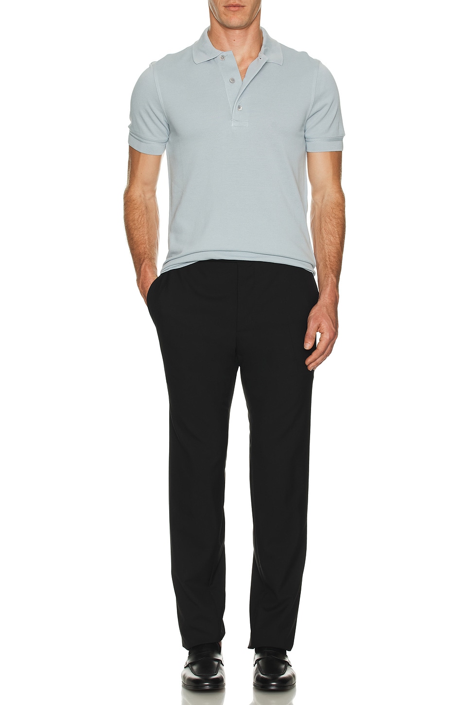 Image 1 of TOM FORD Short Sleeve Polo in Arctic Blue