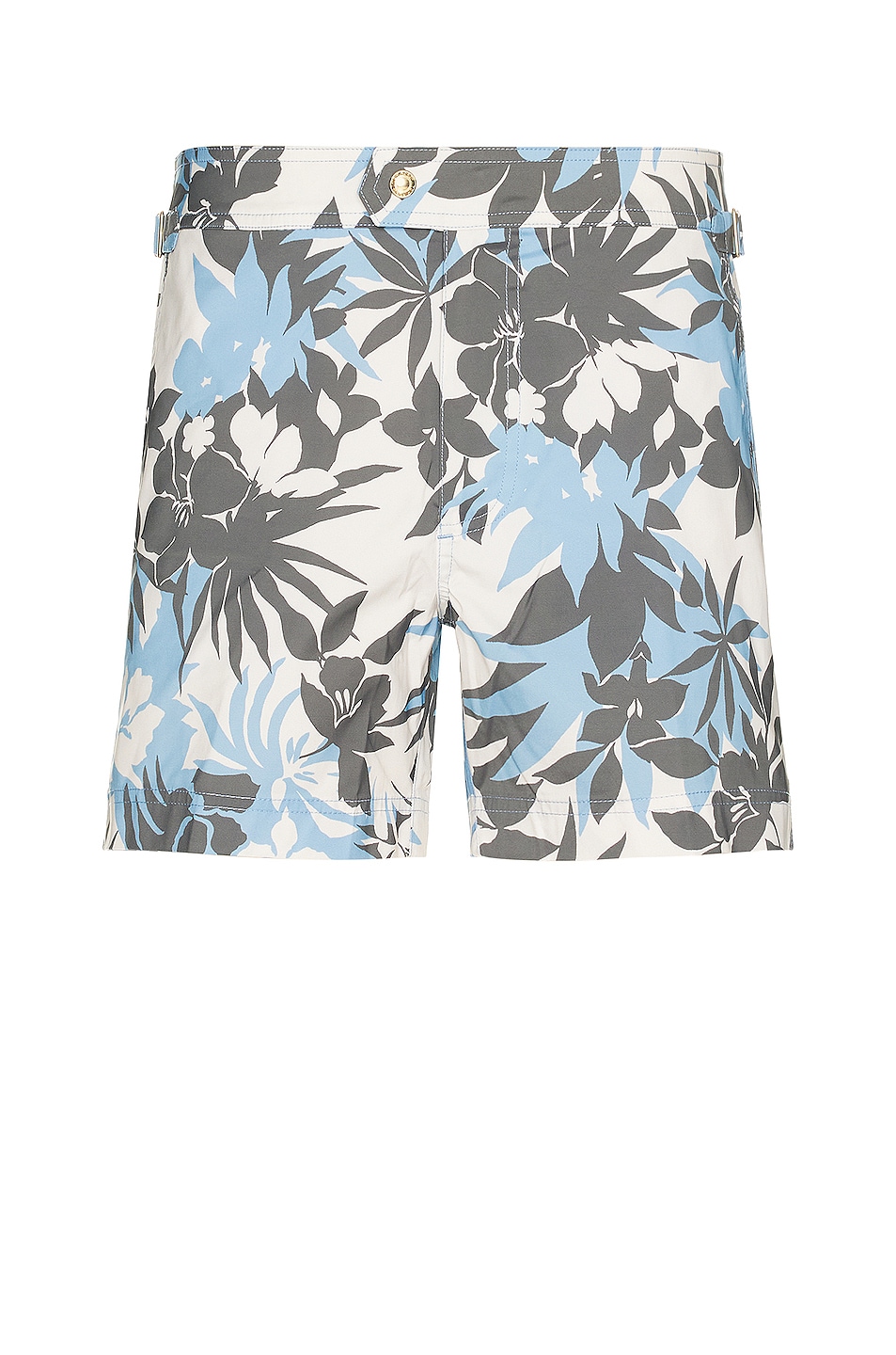 Image 1 of TOM FORD Tropical Swim Short in New Tropical Flower Blue On Cream