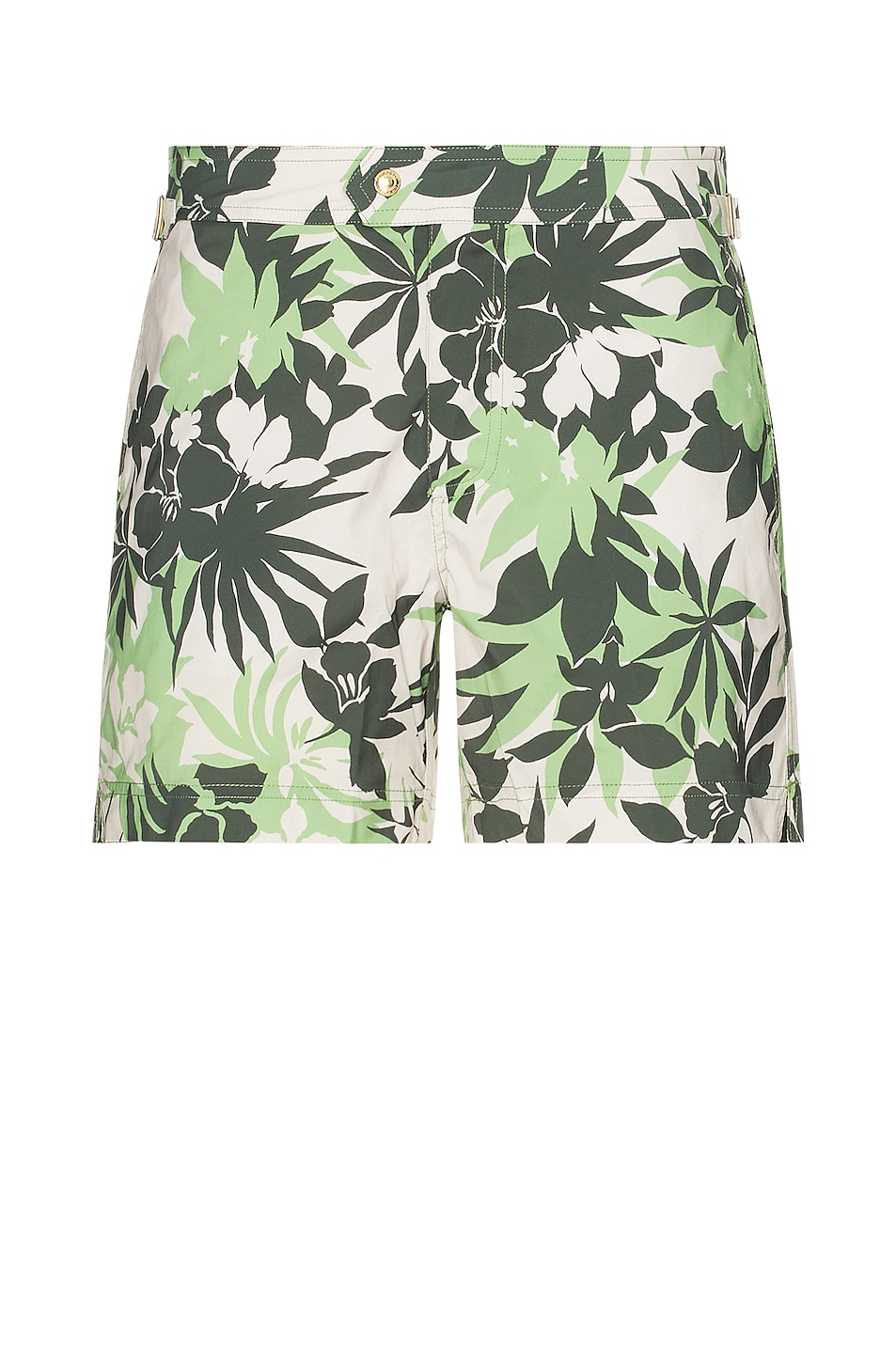 Image 1 of TOM FORD Tropical Swim Short in New Tropical Flower Green On Cream