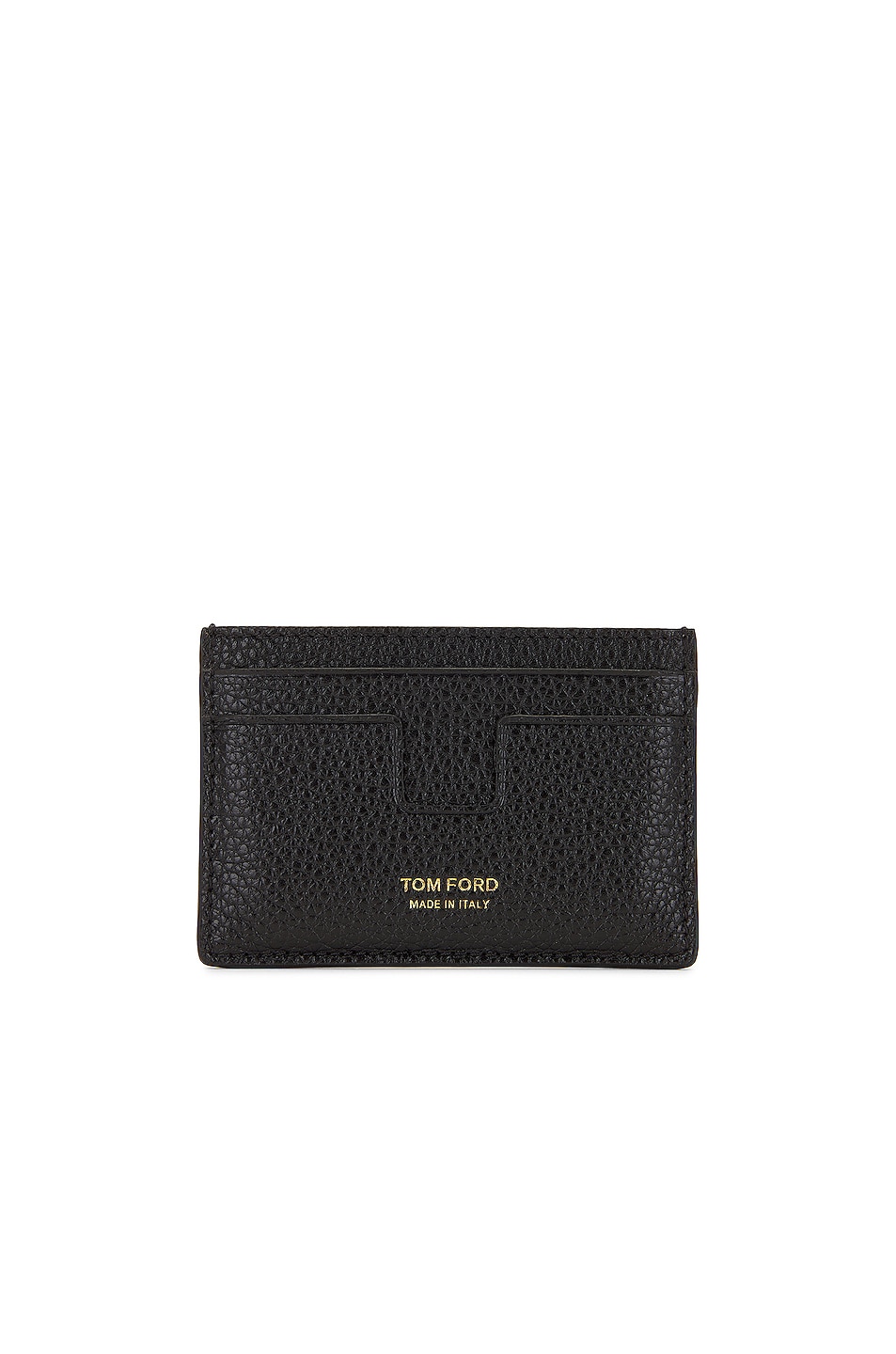 Soft Grain Leather T Line Classic Card Holder in Black