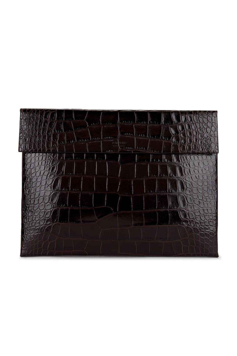 TOM FORD Shiny Printed Croc Slim Flap Portfolio