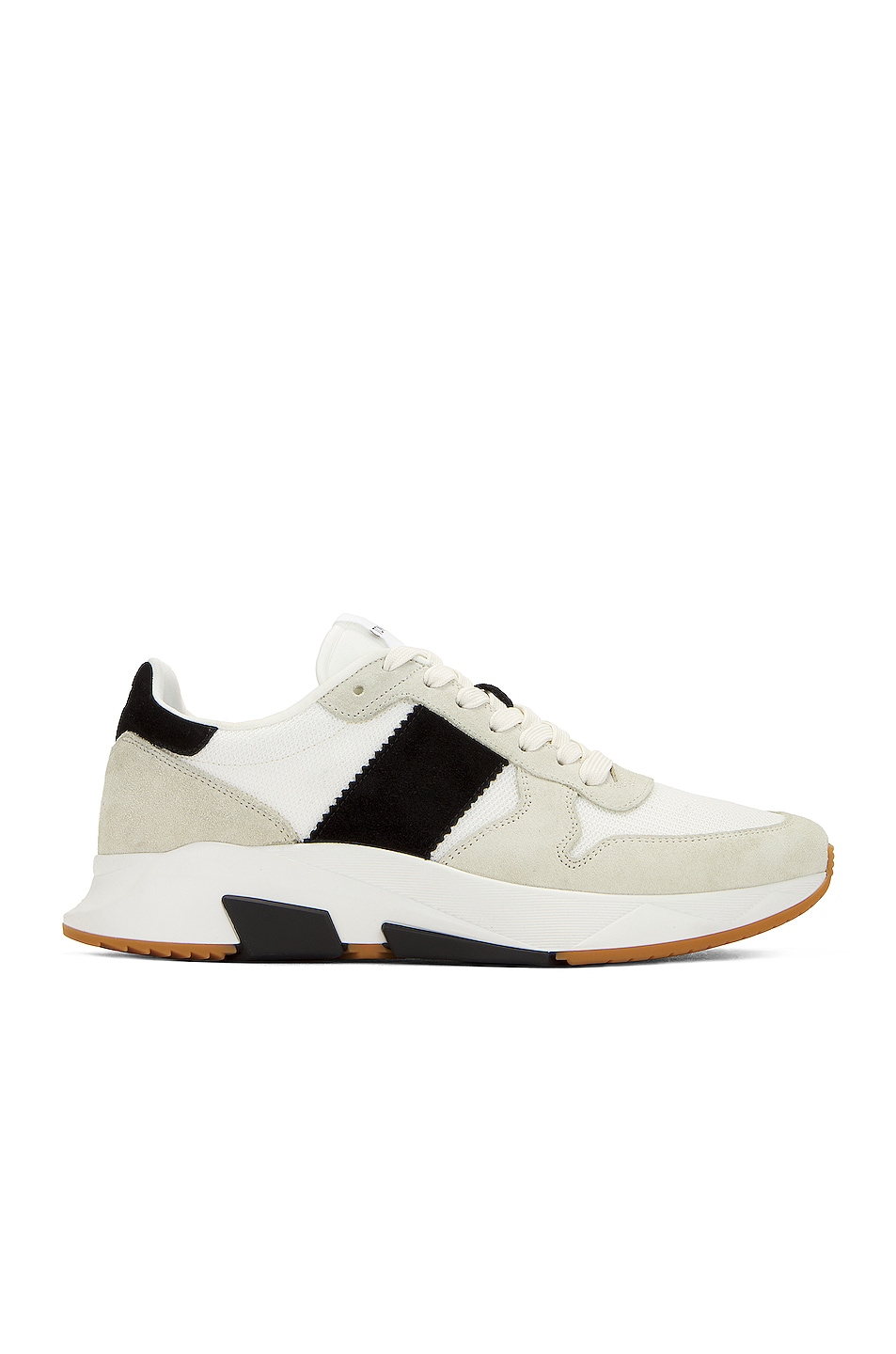 Image 1 of TOM FORD Suede + Technical Material Low Top Sneakers in Marble, Black, & White